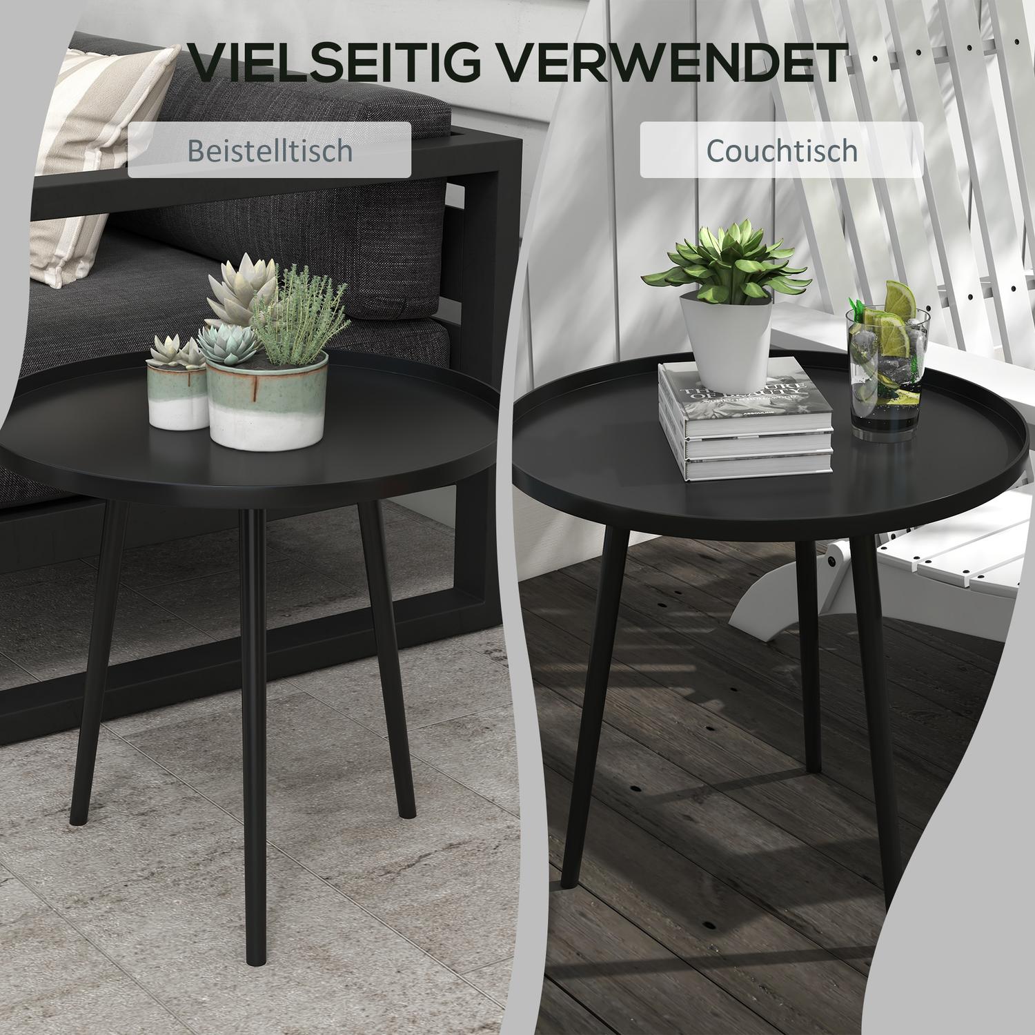 Trädgårdsbord i svart stål – 40 x 40 x 50 cm