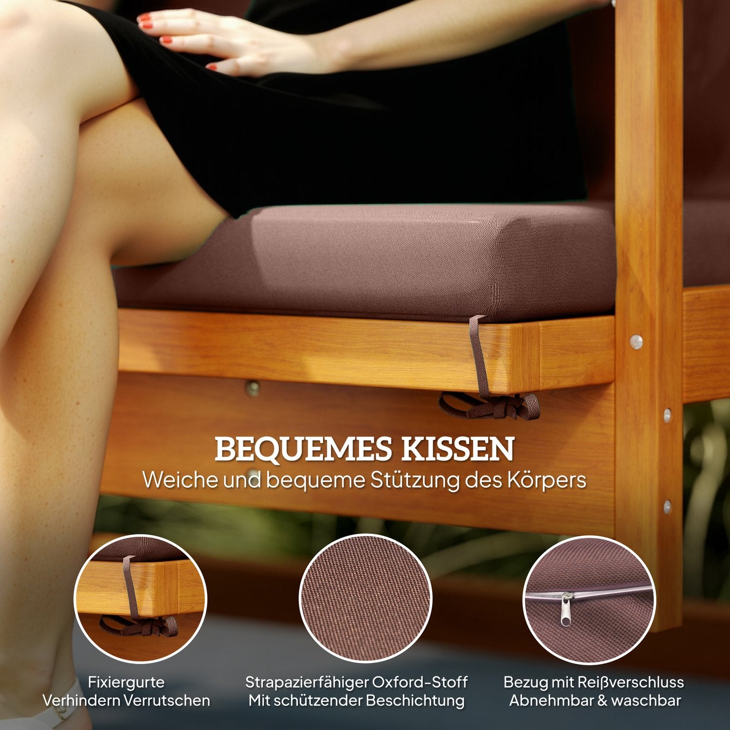 Trädgårdsgunga 3-sits med liggande soltak