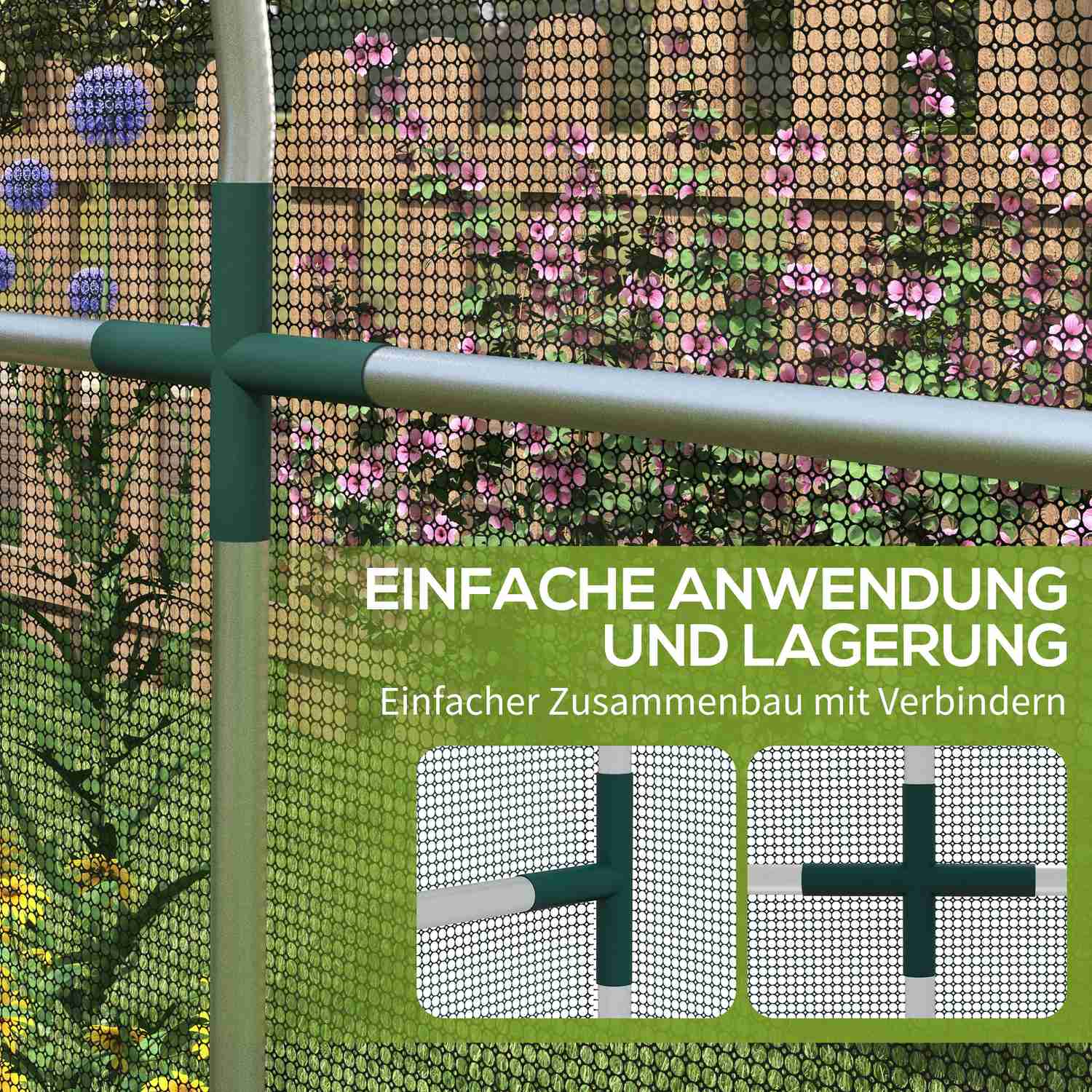 Trädgårdsinsektsskyddsnät med dörr, 1,2 x 3,6 m, svart HDPE