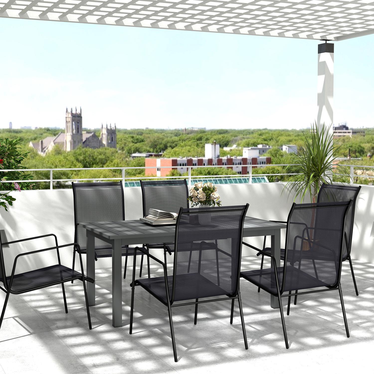 Trädgårdsmatbord i aluminium, utdragbart väderbeständigt – grått