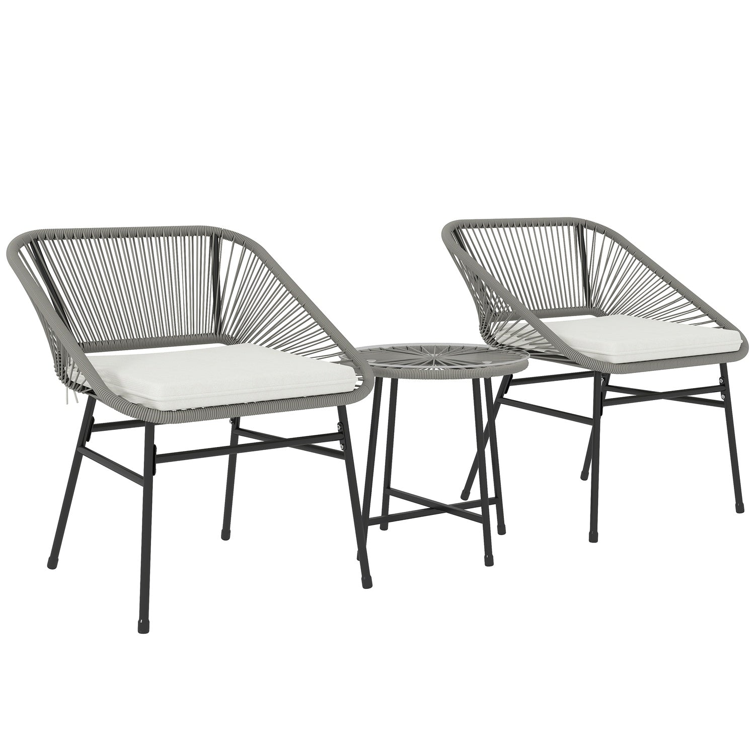 Loungeset i polyrattan utomhus, väderbeständig, 3-delad, mörkgrå