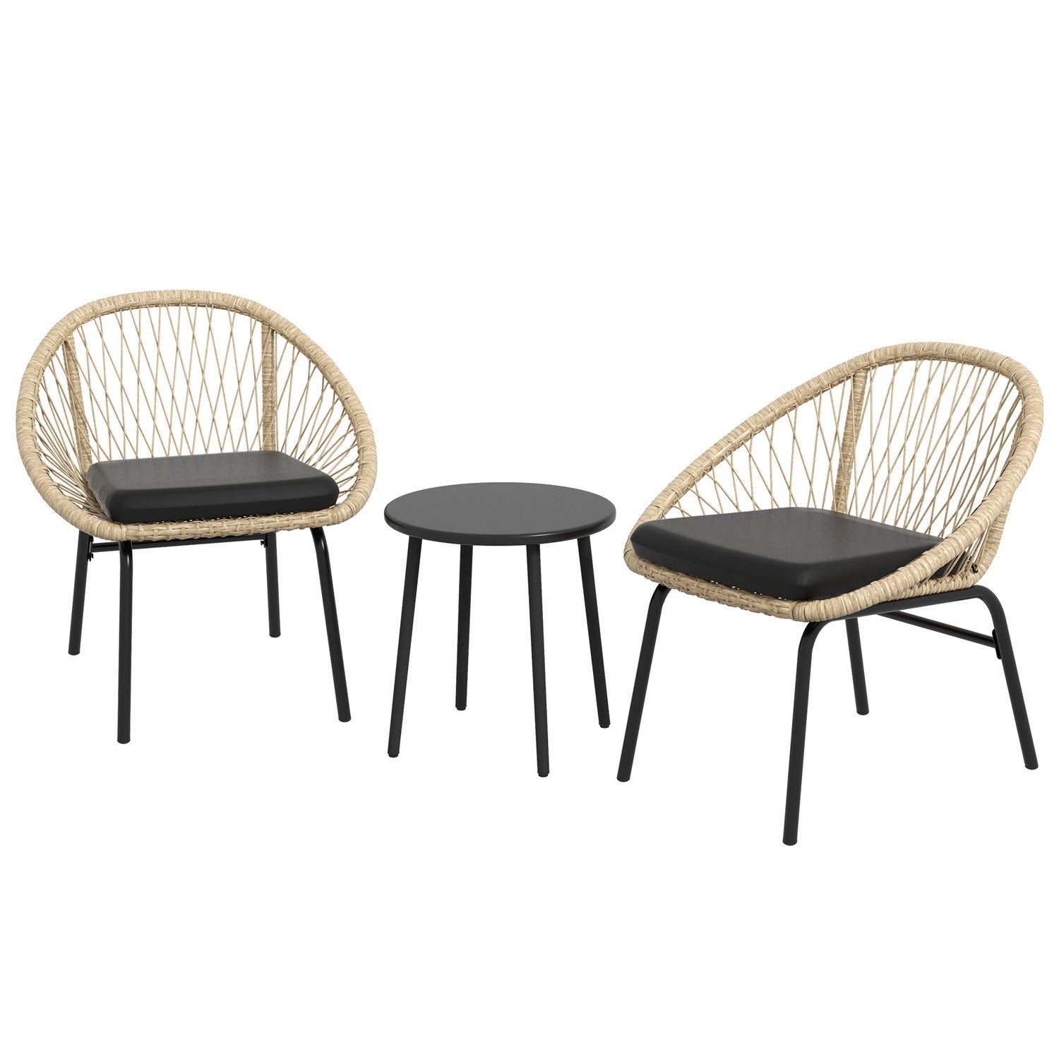 Trädgårdsmöbler i rotting – 3 st, gula kuddar