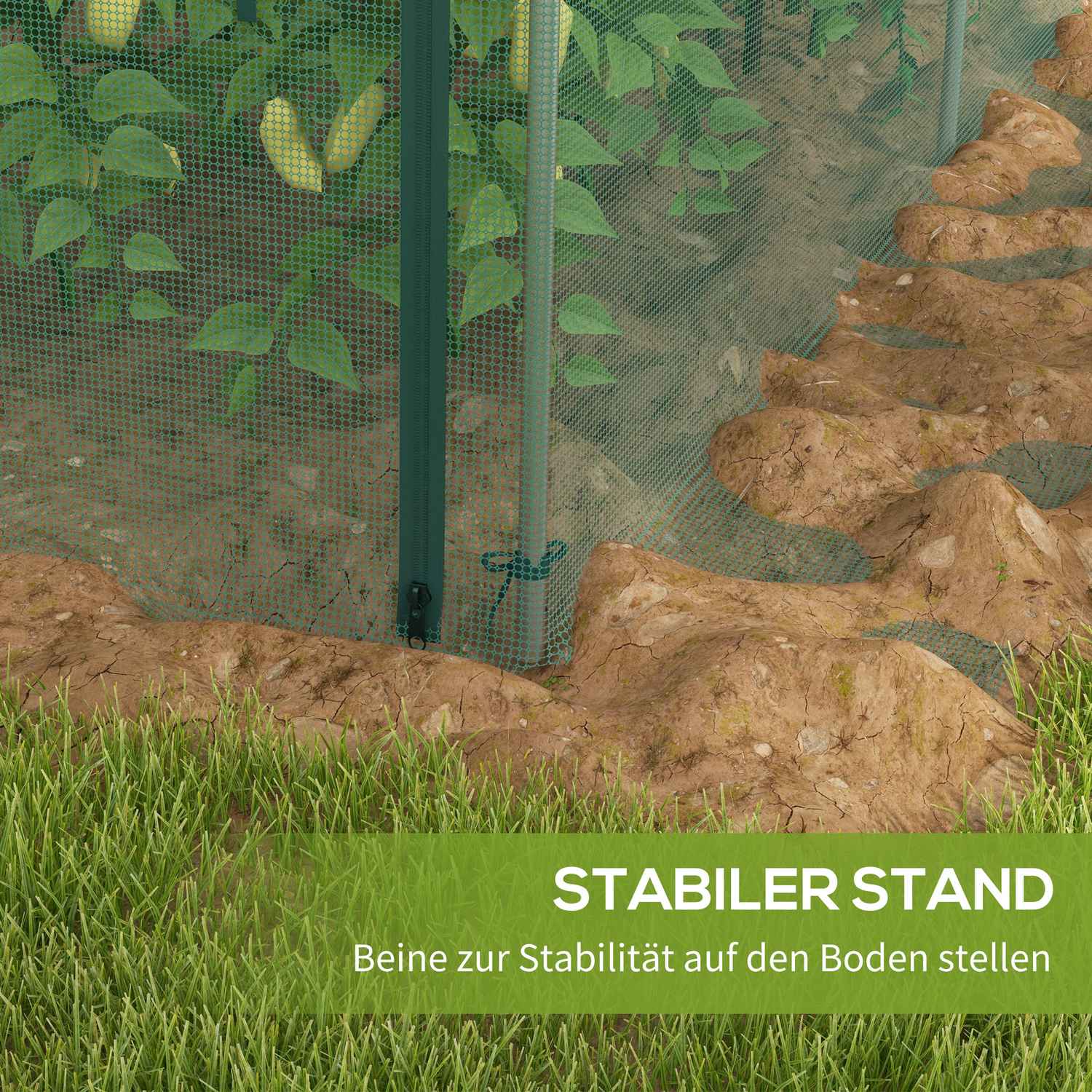 Trädgårdsnät för växtskydd, 1,25M x 3,73M, Dragkedja