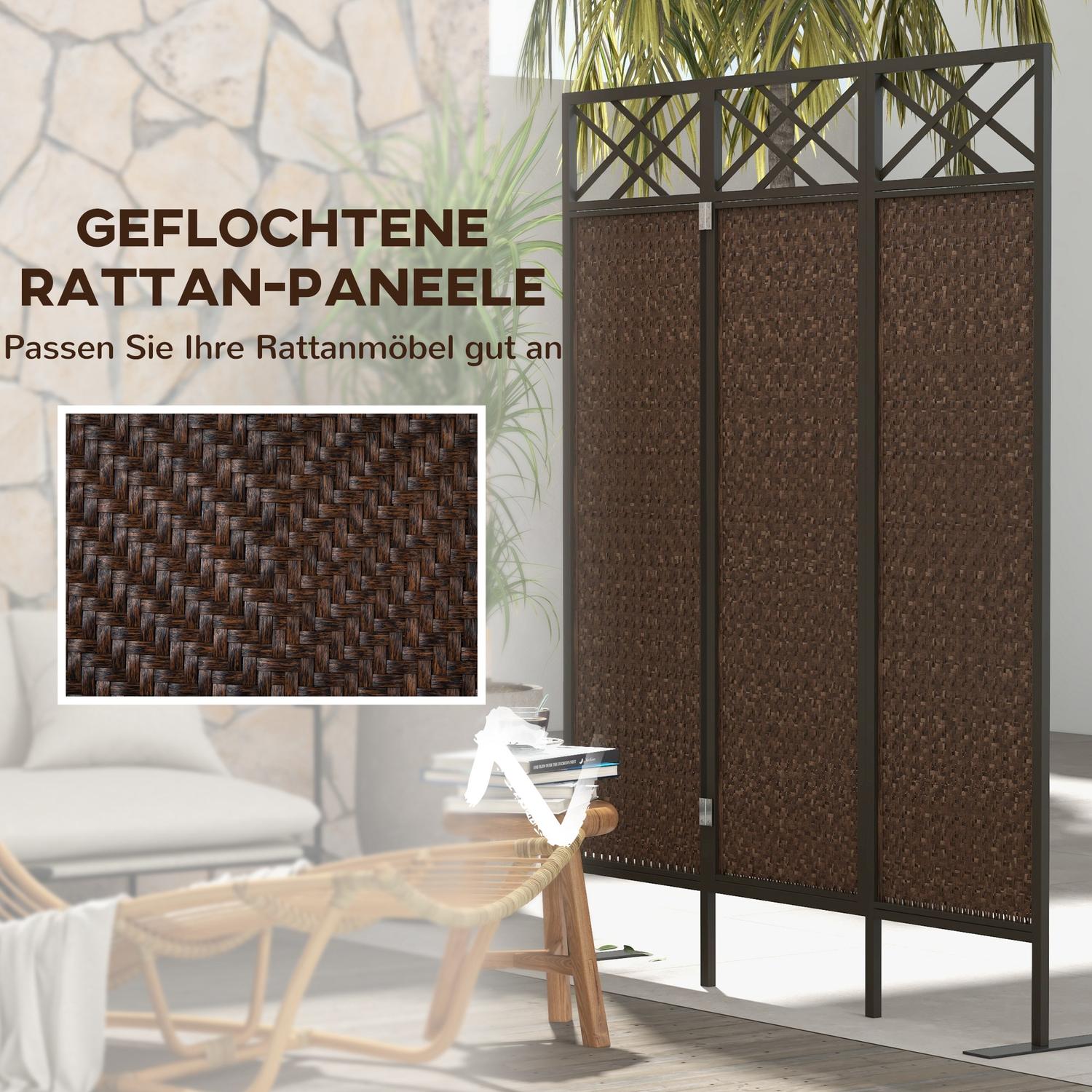 Trädgårdsrumsavdelare, Rottinglook, UV-beständig, 148x181 Cm