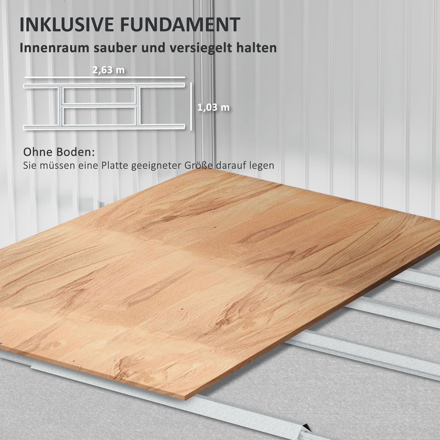 Trädgårdsskjul i galvaniserat stål, 4,9 m², väderbeständig och låsbar