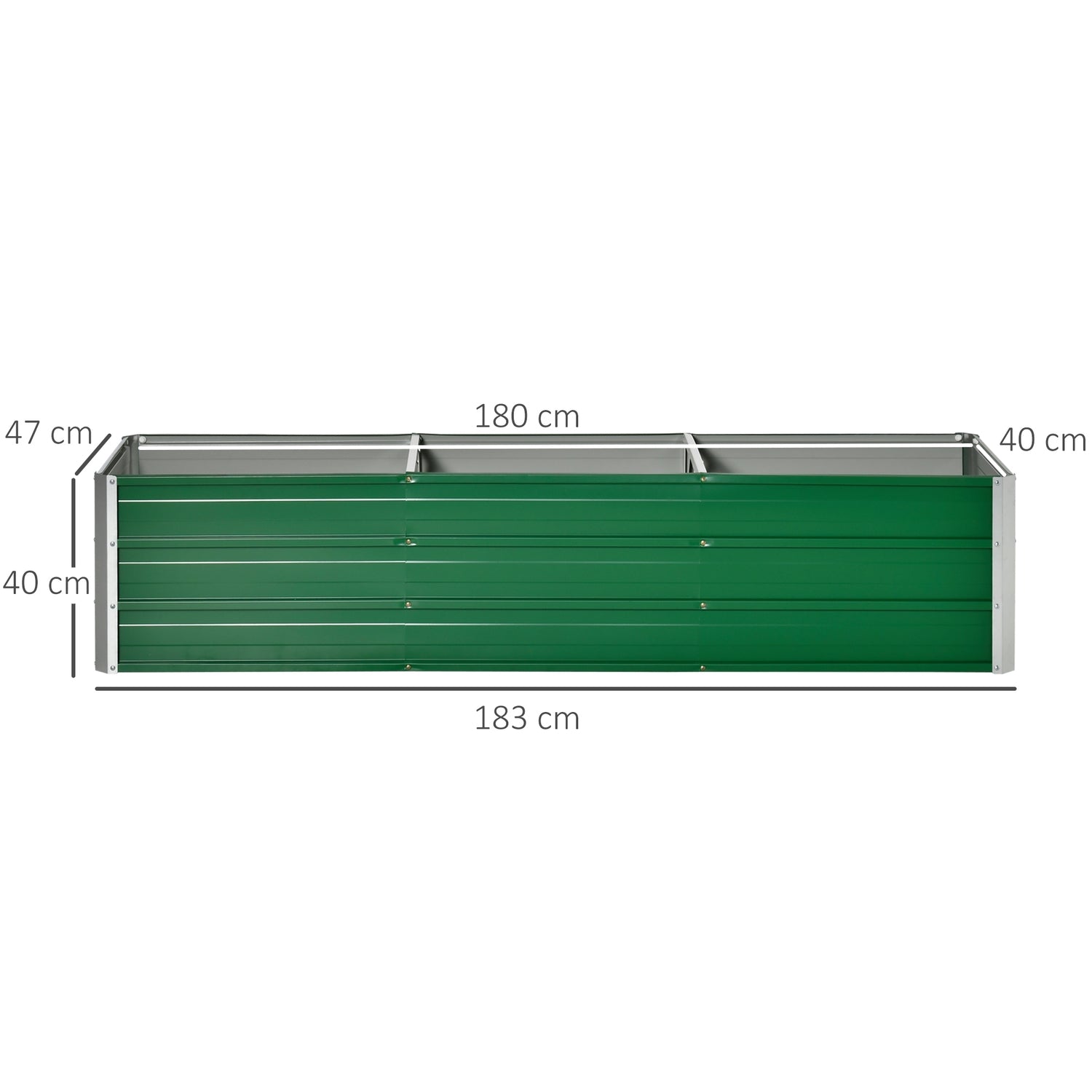 Trädgårdssäng i stål 183x47x40cm – Grön planteringslåda