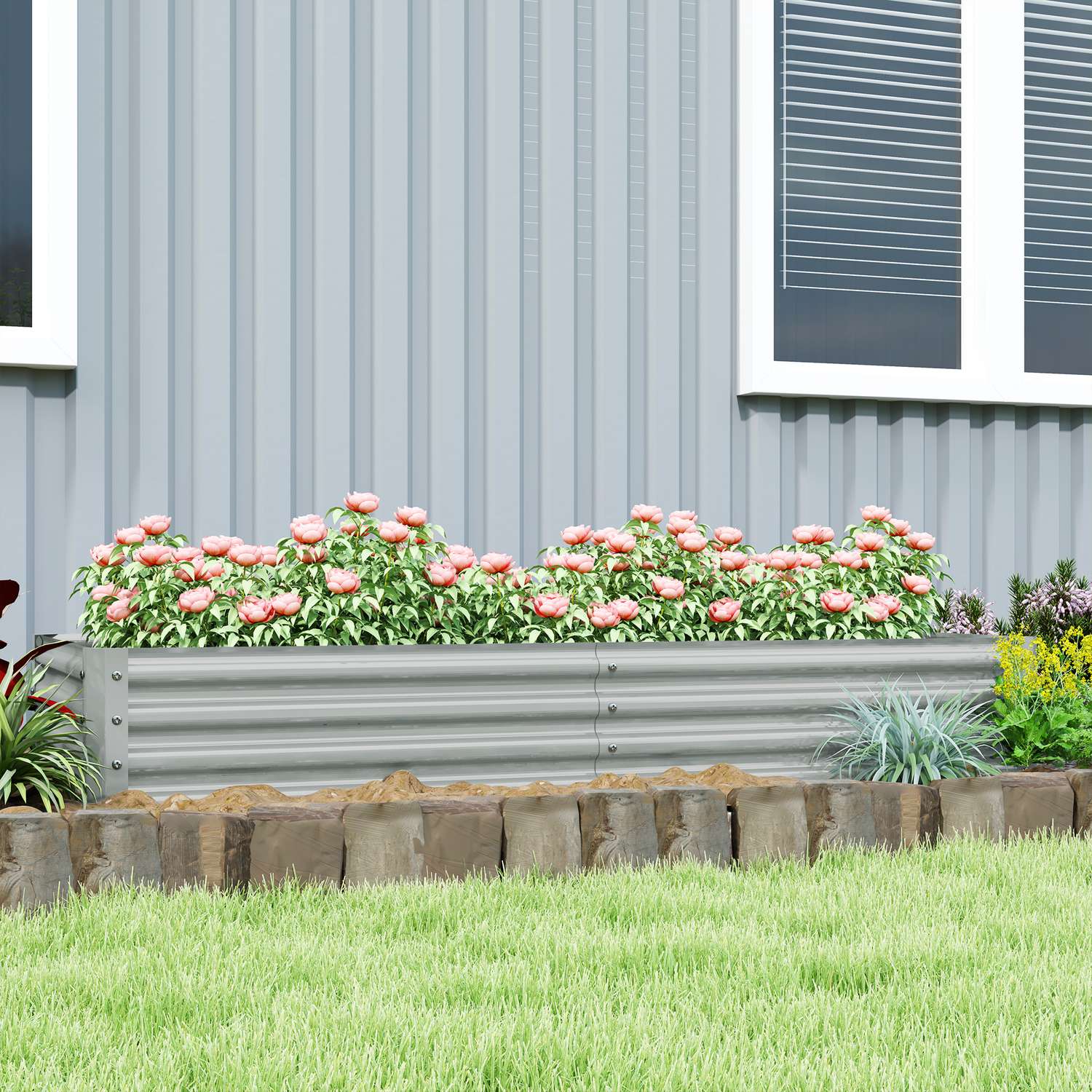 Trädgårdssäng i stål – rostsäker, väderbeständig, 180x90x30 cm