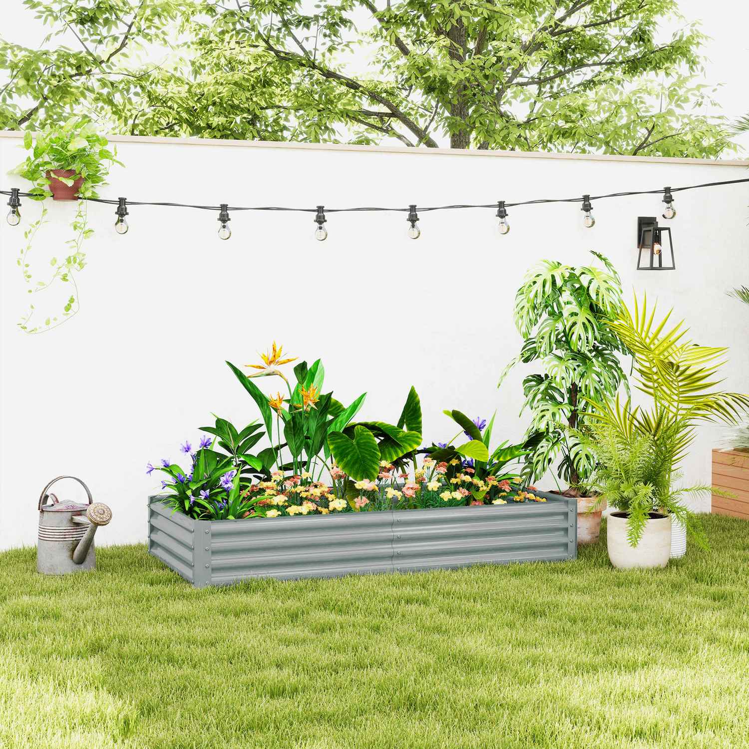 Trädgårdssäng i stål – rostsäker, väderbeständig, 180x90x30 cm