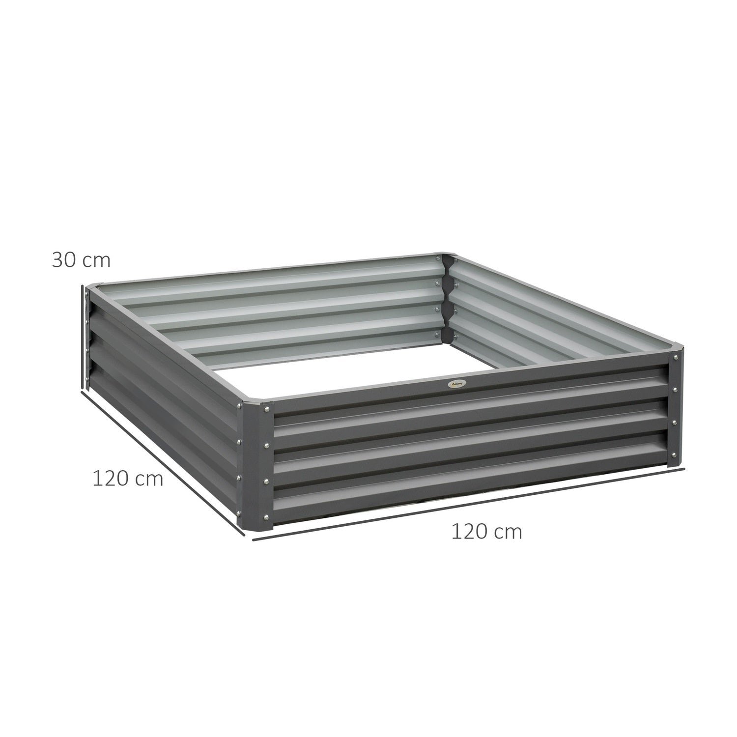 Trädgårdssäng, plantering med stålhölje, ljusgrå, 120 x 120 x 30 cm
