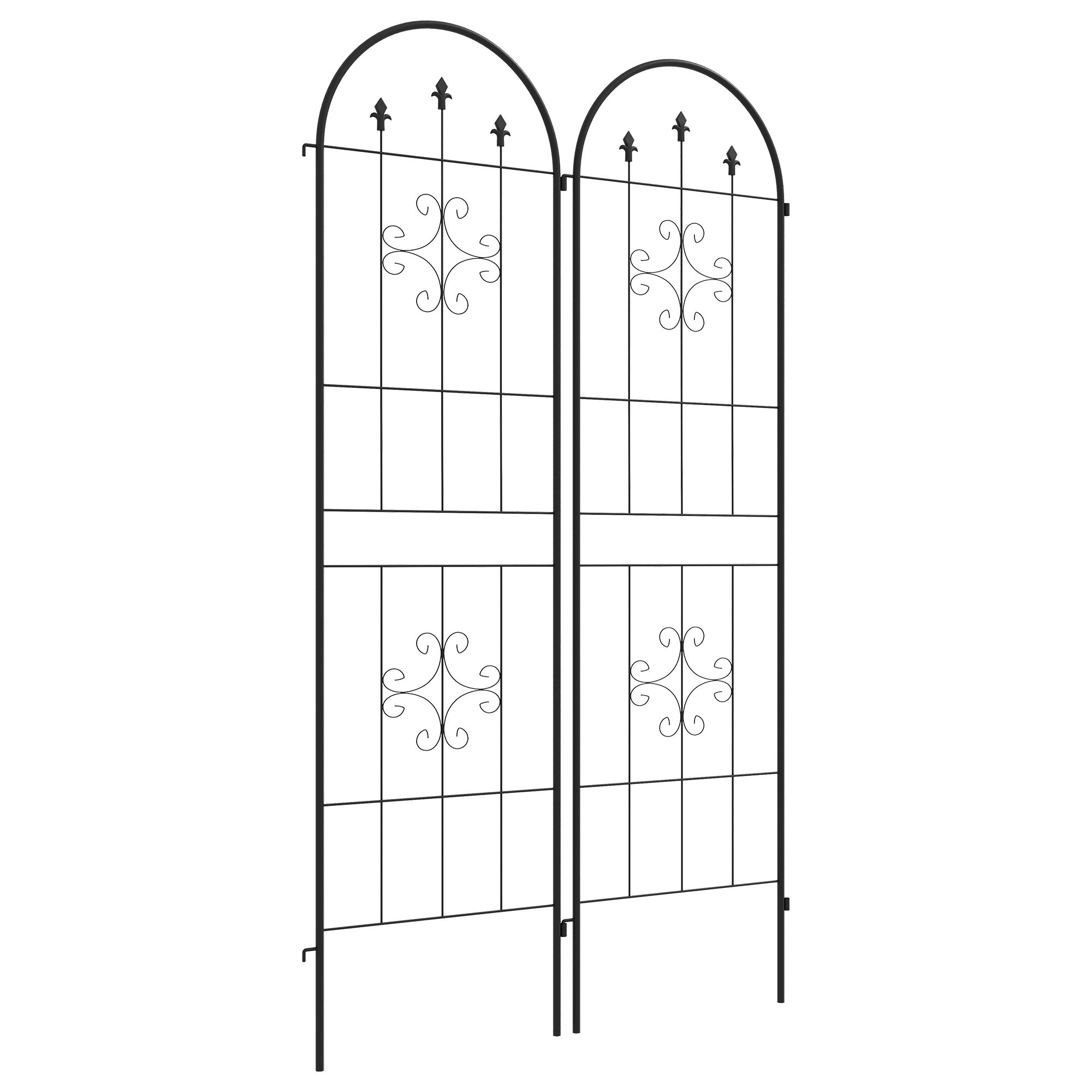 Trädgårdsspaljer i metall, svart, 50x180 cm, 2-pack