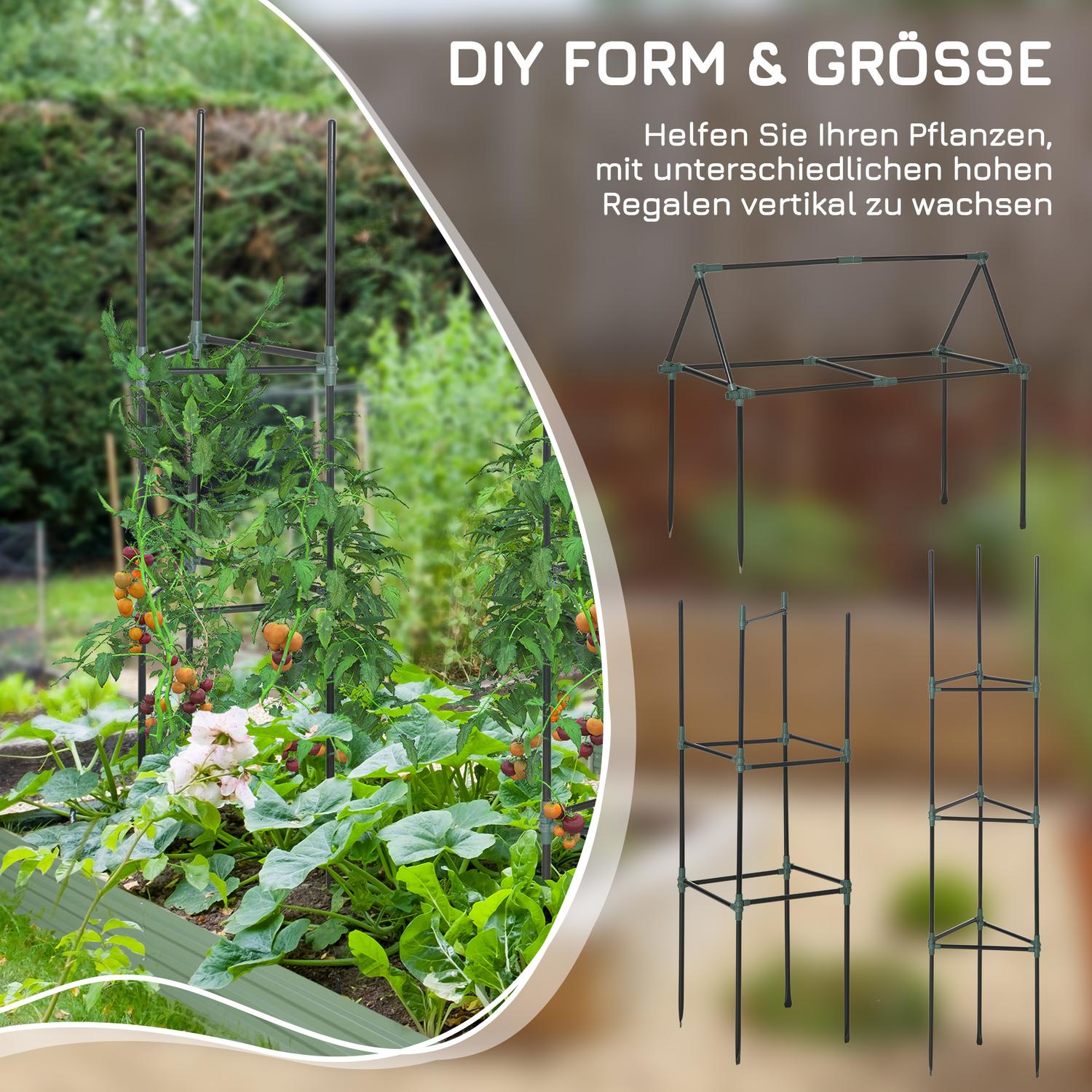 Trädgårdsspaljéstöd i stål för klätterväxter, set om 3