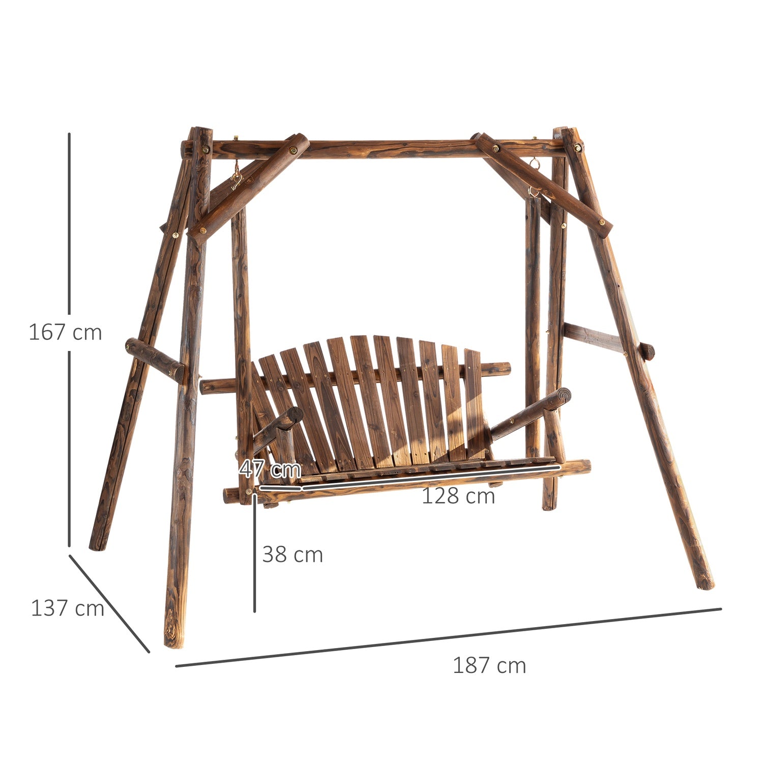 Trädgårdssvingbänk 2-sits, naturlig finish