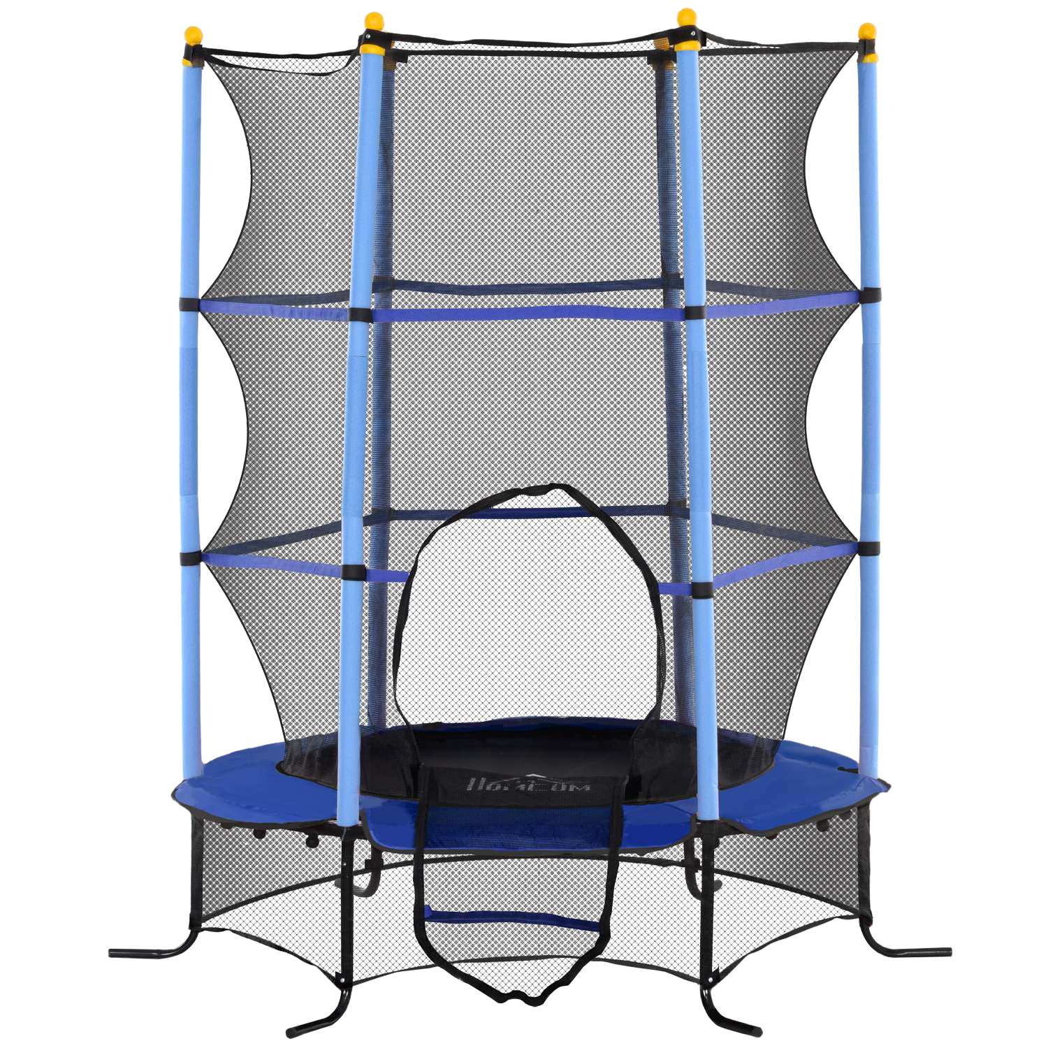 Trädgårdstrampolin för barn, Ø163 cm, Skyddsnät, Blå