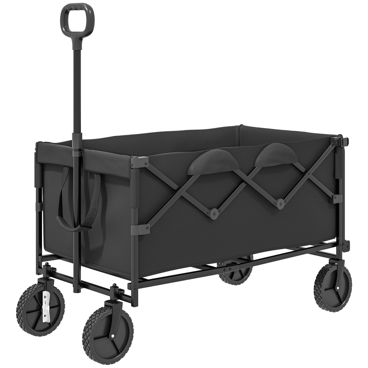 Hopfällbar trädgårdsvagn, 100 kg belastning, 160 l kapacitet, svart