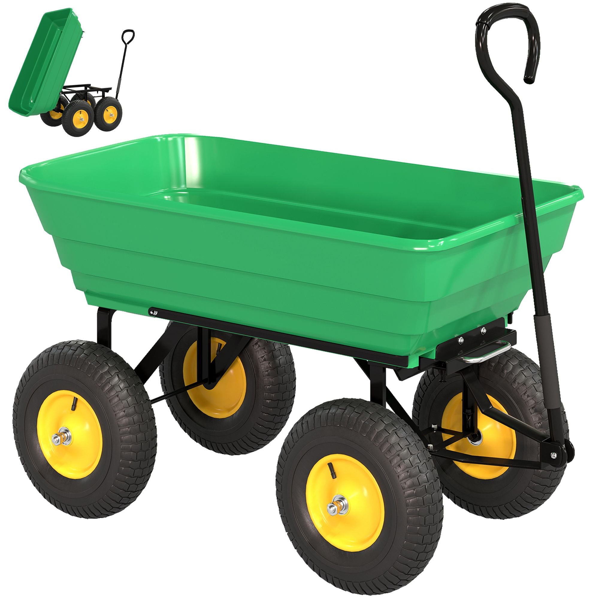 Trädgårdsvagn med tippfunktion, 75 l, 200 kg kapacitet