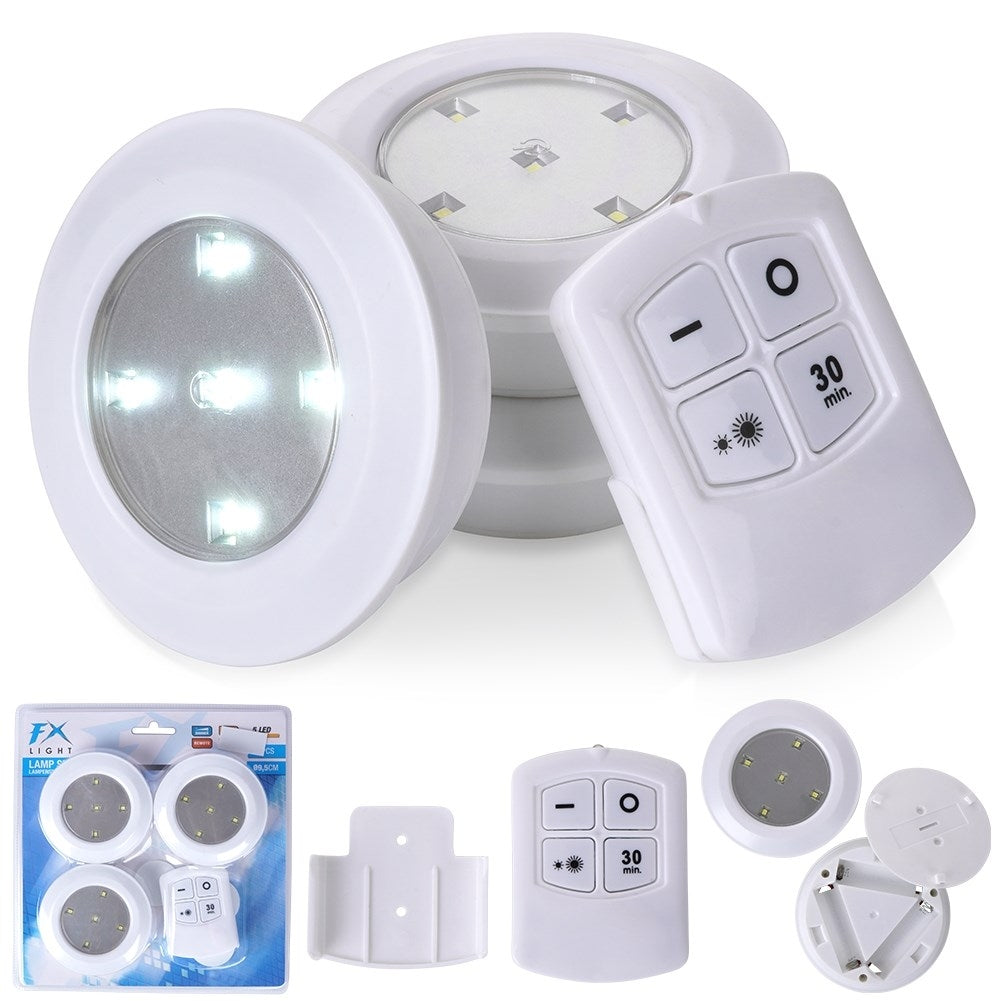 Trådlösa LED-lampor med fjärrkontroll och timer, 3-pack