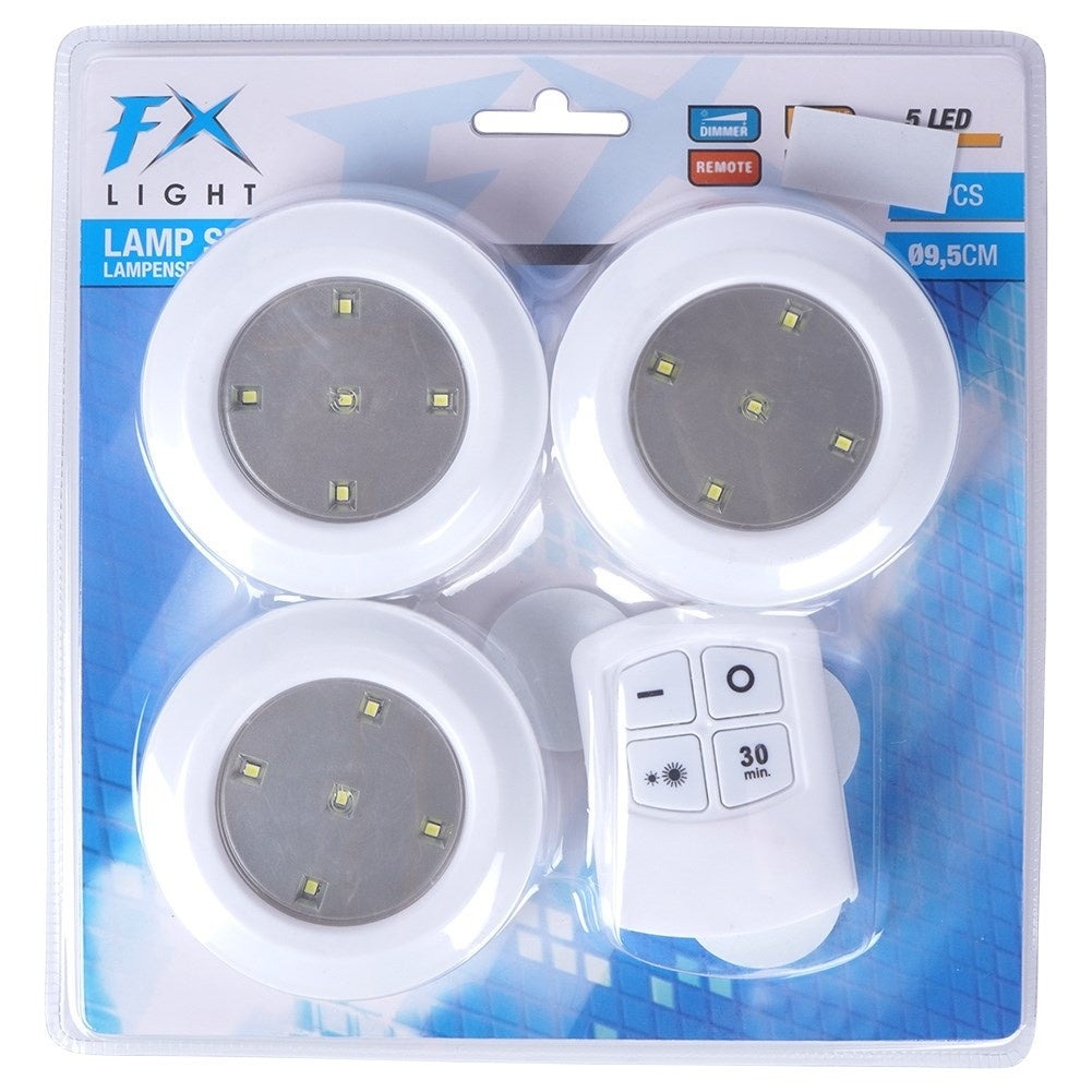 Trådlösa LED-lampor med fjärrkontroll och timer, 3-pack