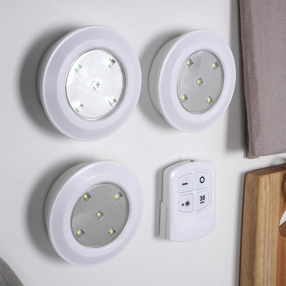 Trådlösa LED-lampor med fjärrkontroll och timer, 3-pack