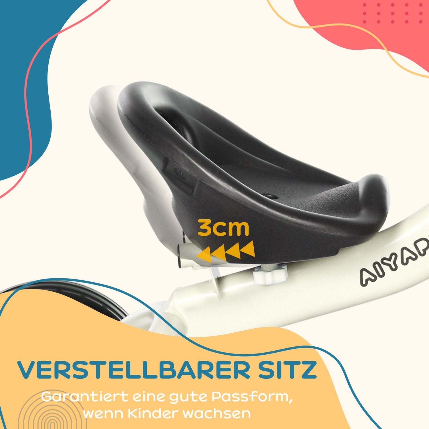 Trehjuling för barn, justerbar sits och korg, 2-5 år