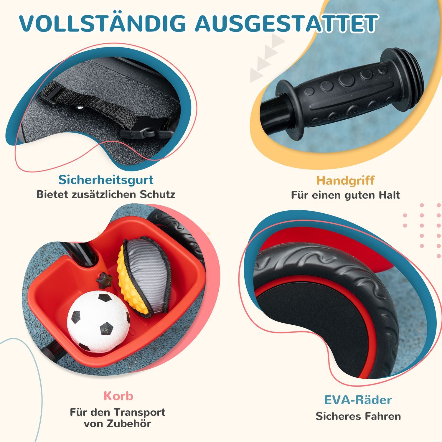 Trehjuling för barn med korg och justerbar sits 2-5 år