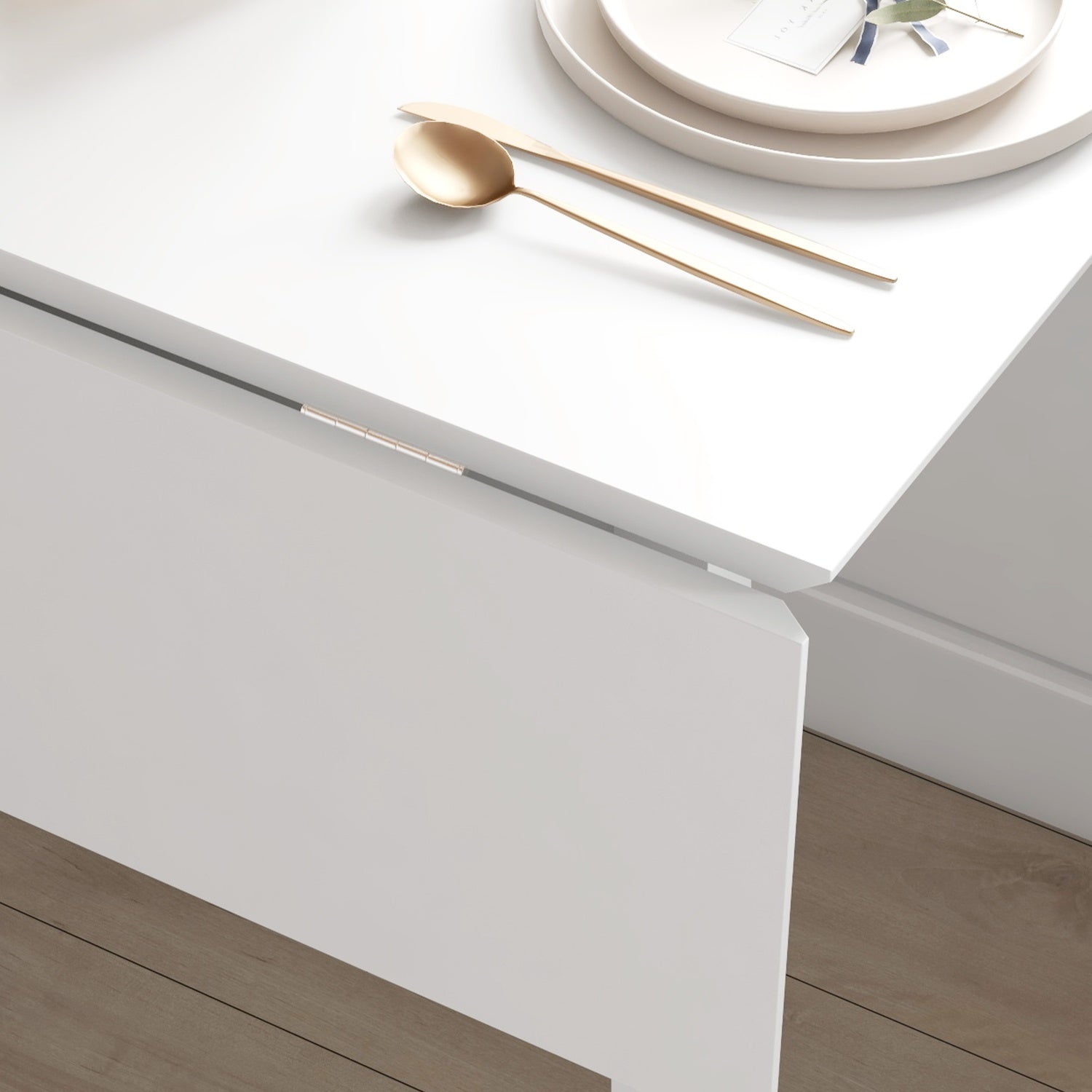 Träfällbart matbord, stolar 2-4, platsbesparande, vit