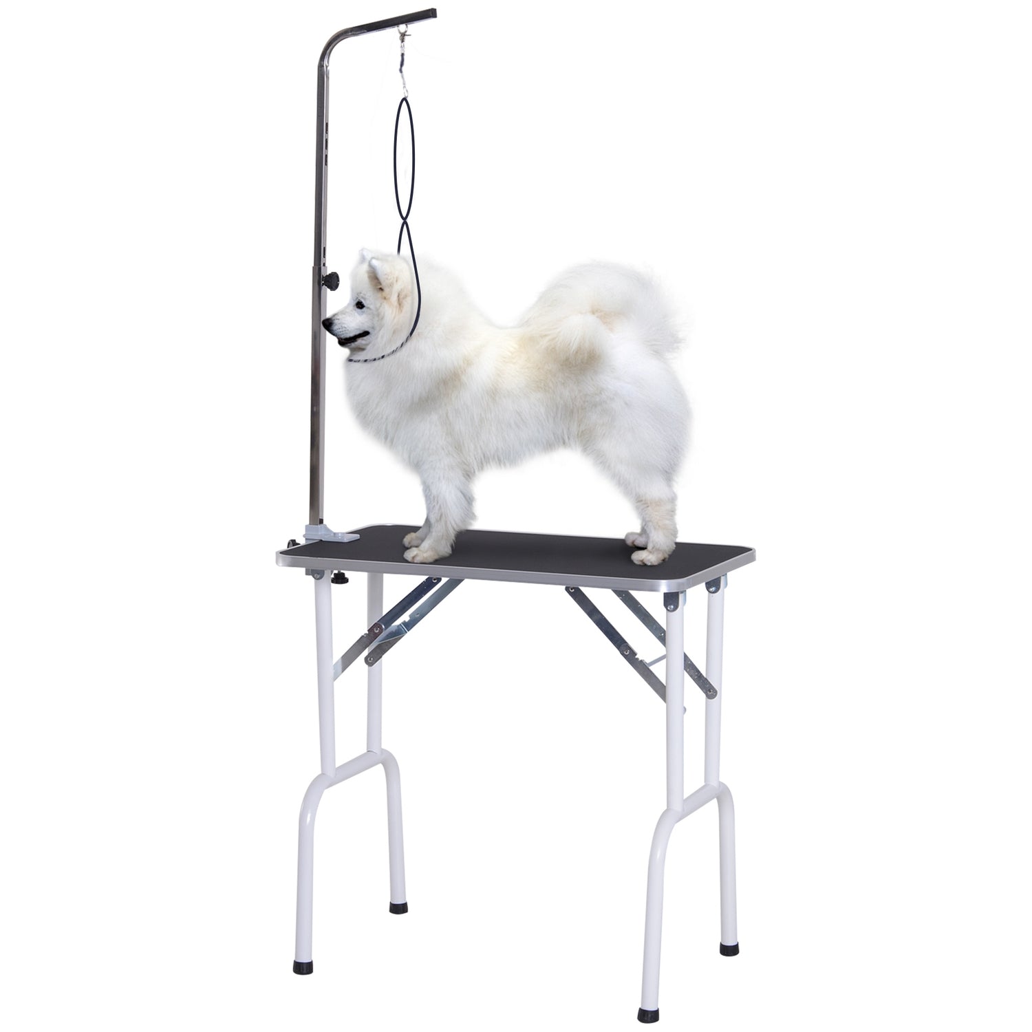 Svart hopfällbart hundskötselbord, metallstomme, 81x48x80 Cm