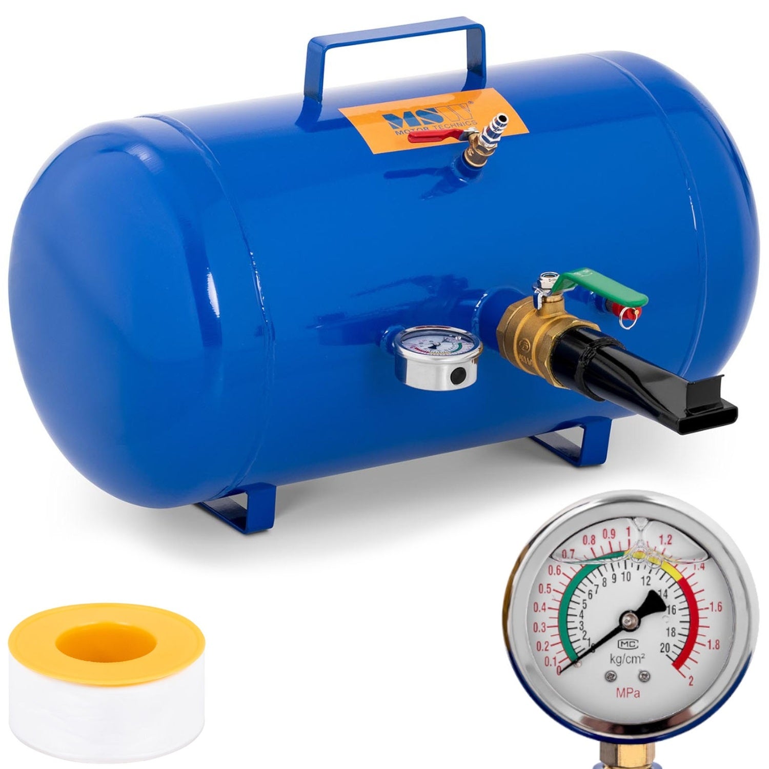 Trycktank för pumpning av däck med tryckmätare 6-8 bar 38,5 l