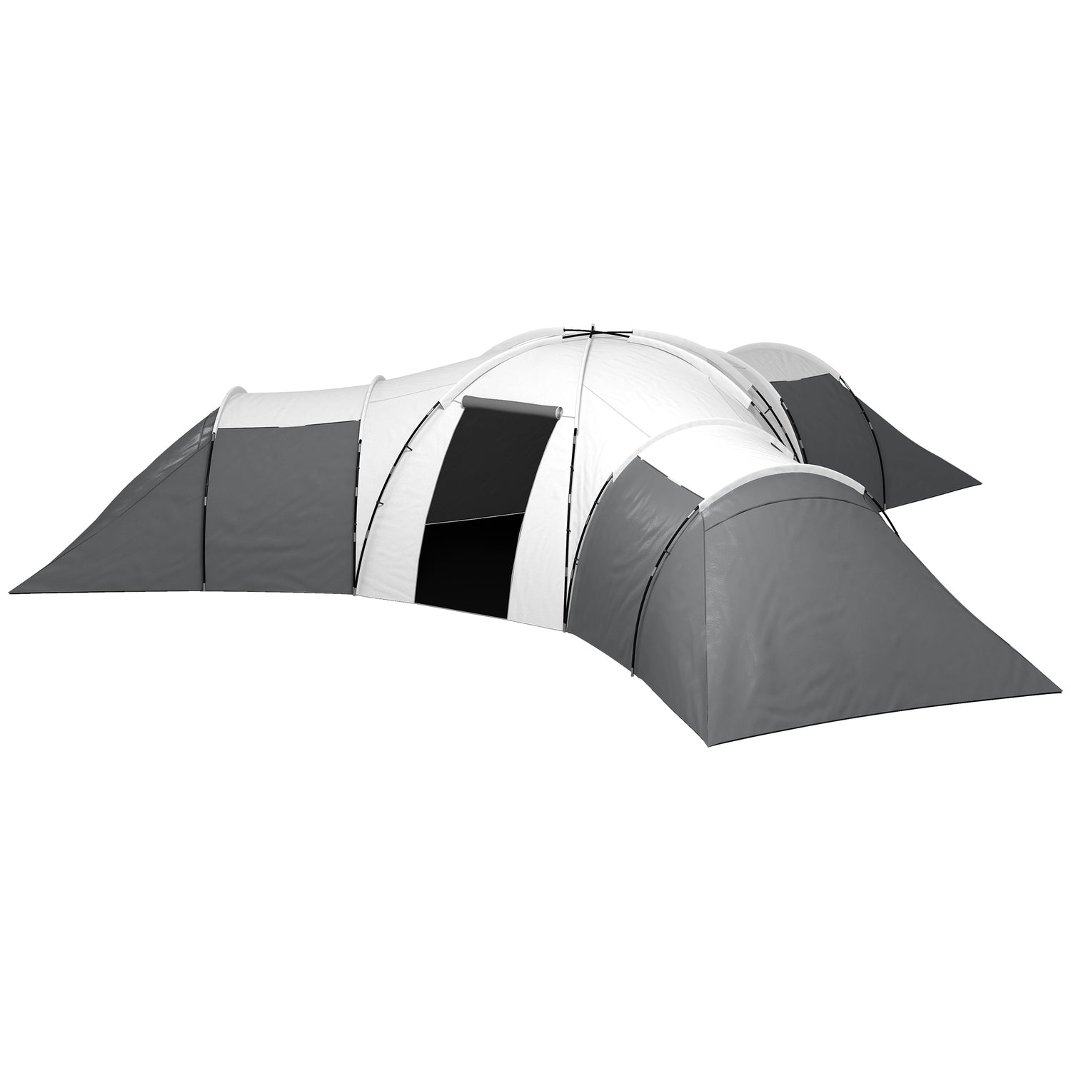 6-9 personers tunnelcampingtält, 3 sovrum, grått