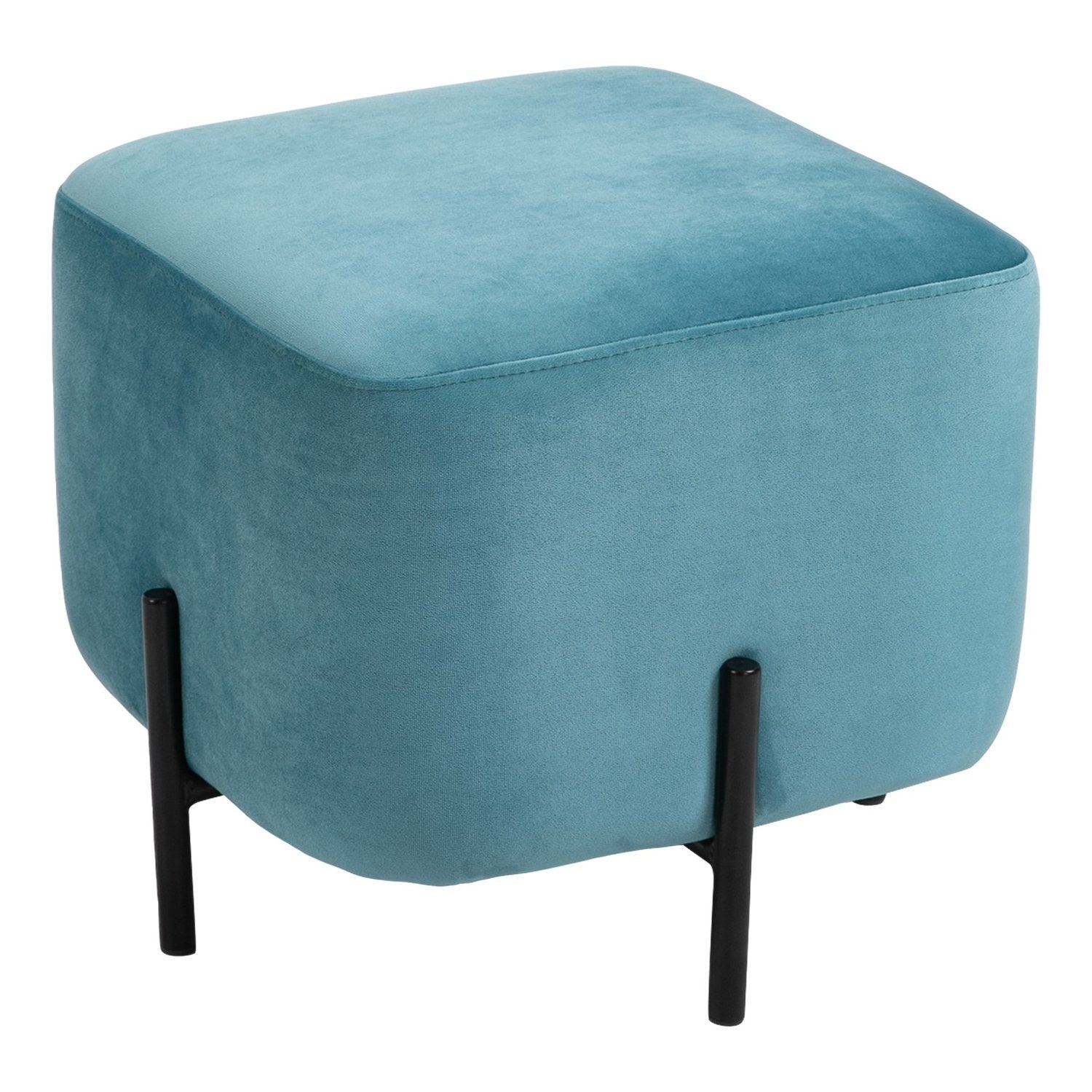 Turkos polyester fotpall med skumstoppning, 44,5 cm