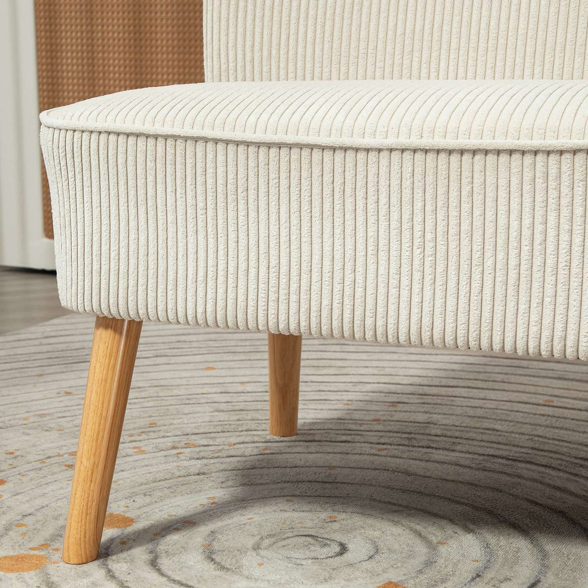 Toseters sofa i moderne kordfløyellook, kremhvit