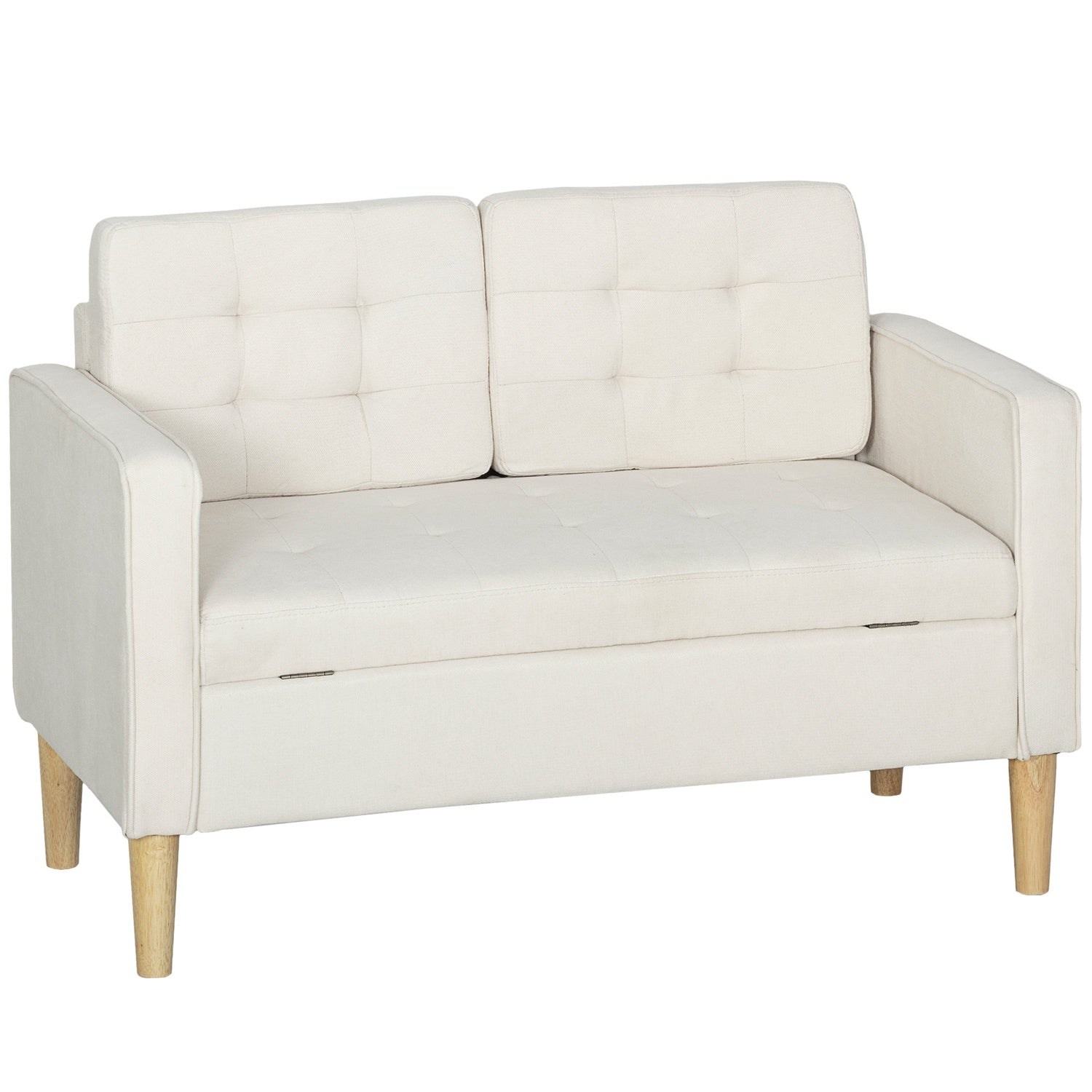 Tvåsitssoffa med förvaring, Cream Velvet, 117cm