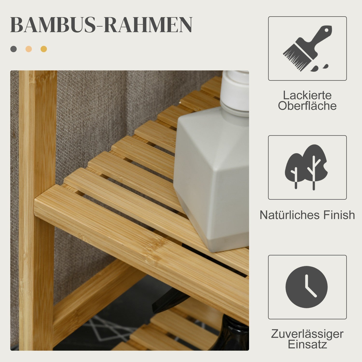 Utdragbar 57,4L tvättkorg med strykbräda och 3-våningsförvaring