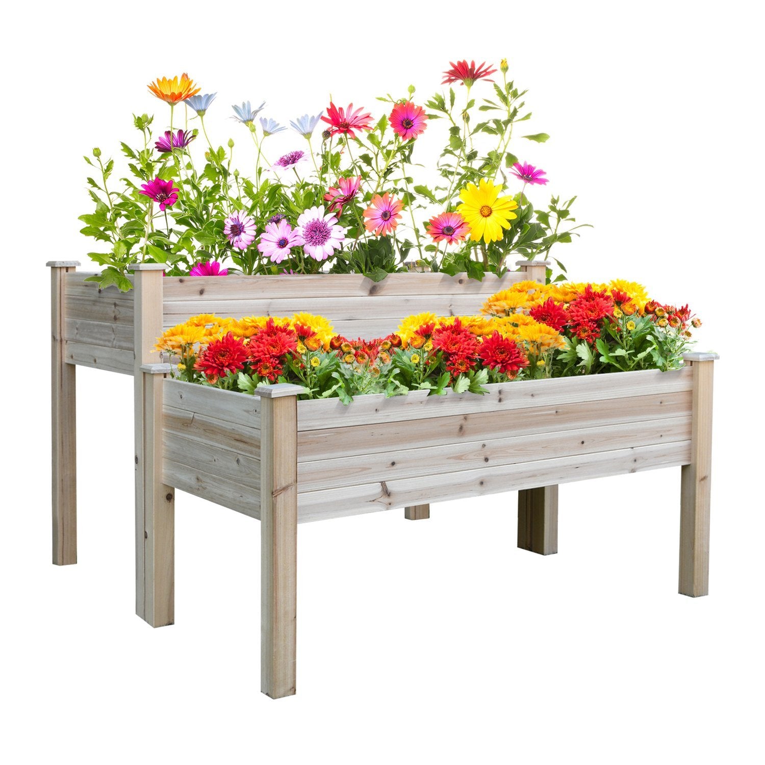 Hevet seng 2-lags kaldramme Urteseng Plantekasse med dreneringshull Massivt naturtre 115 X 114 X 76 Cm