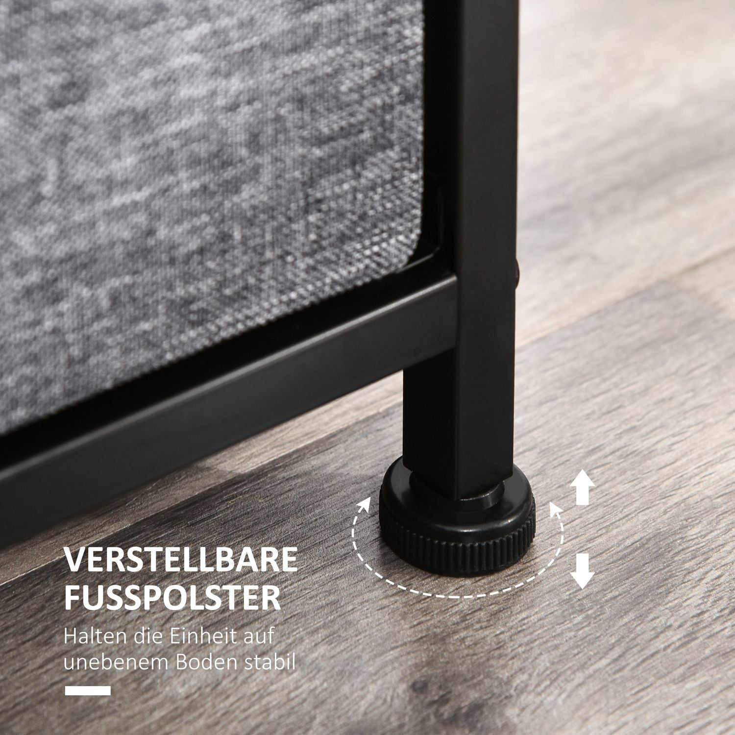 Tygbyrå med 8 lådor, metallram – mörkgrå