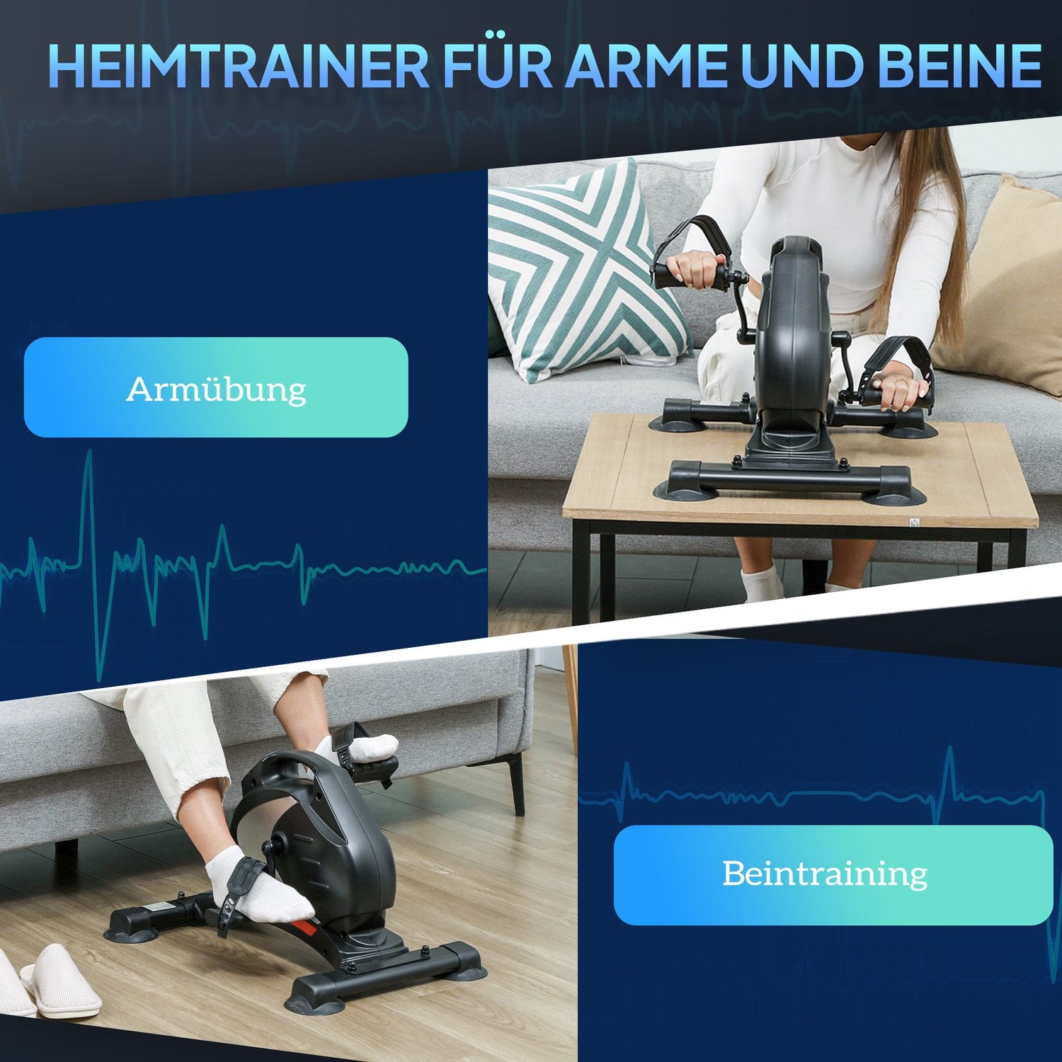 Tyst pedaltränare med 8-nivås magnetiskt motstånd