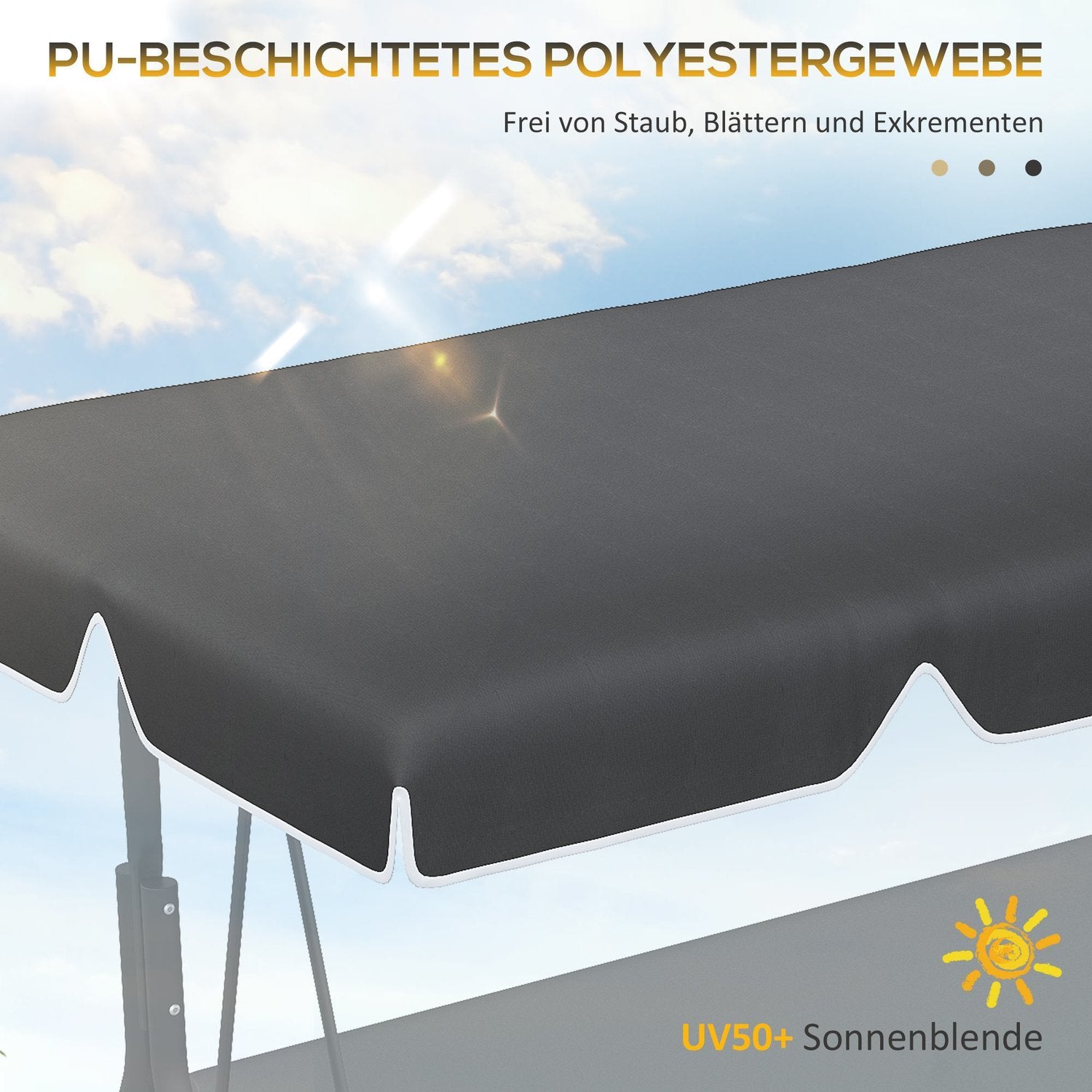 Hollywood Swing Roof Cover erstatningstak for Hollywood Swing, soltak for 2-seters swing, med UV-beskyttelse, svart