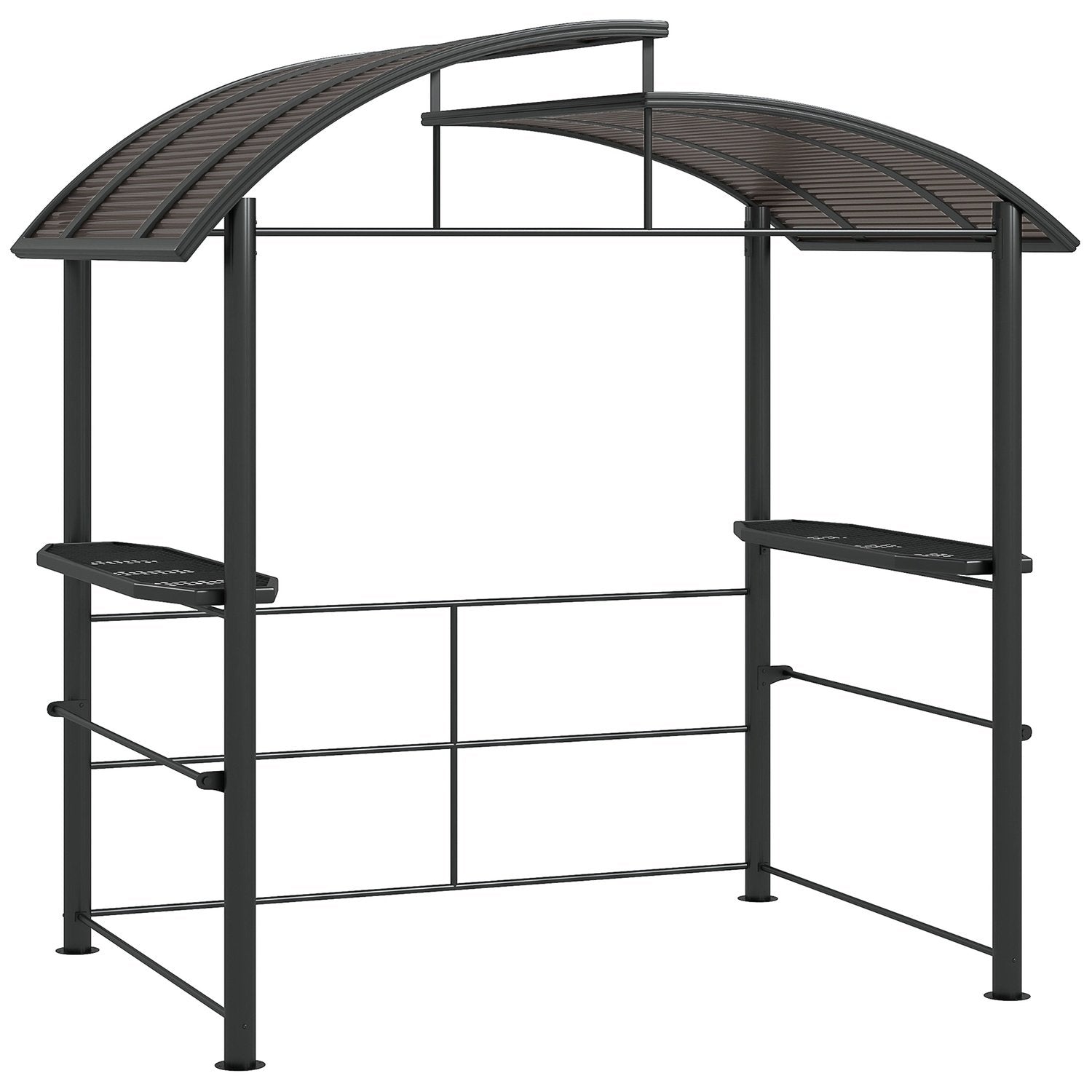 Grill Paviljong Flammesikkert Tak Bbq Pavilion 2 Hyller UV Beskyttelse Pergola Hage Balkong Stål Stk Mørk Grå 240X150X230Cm