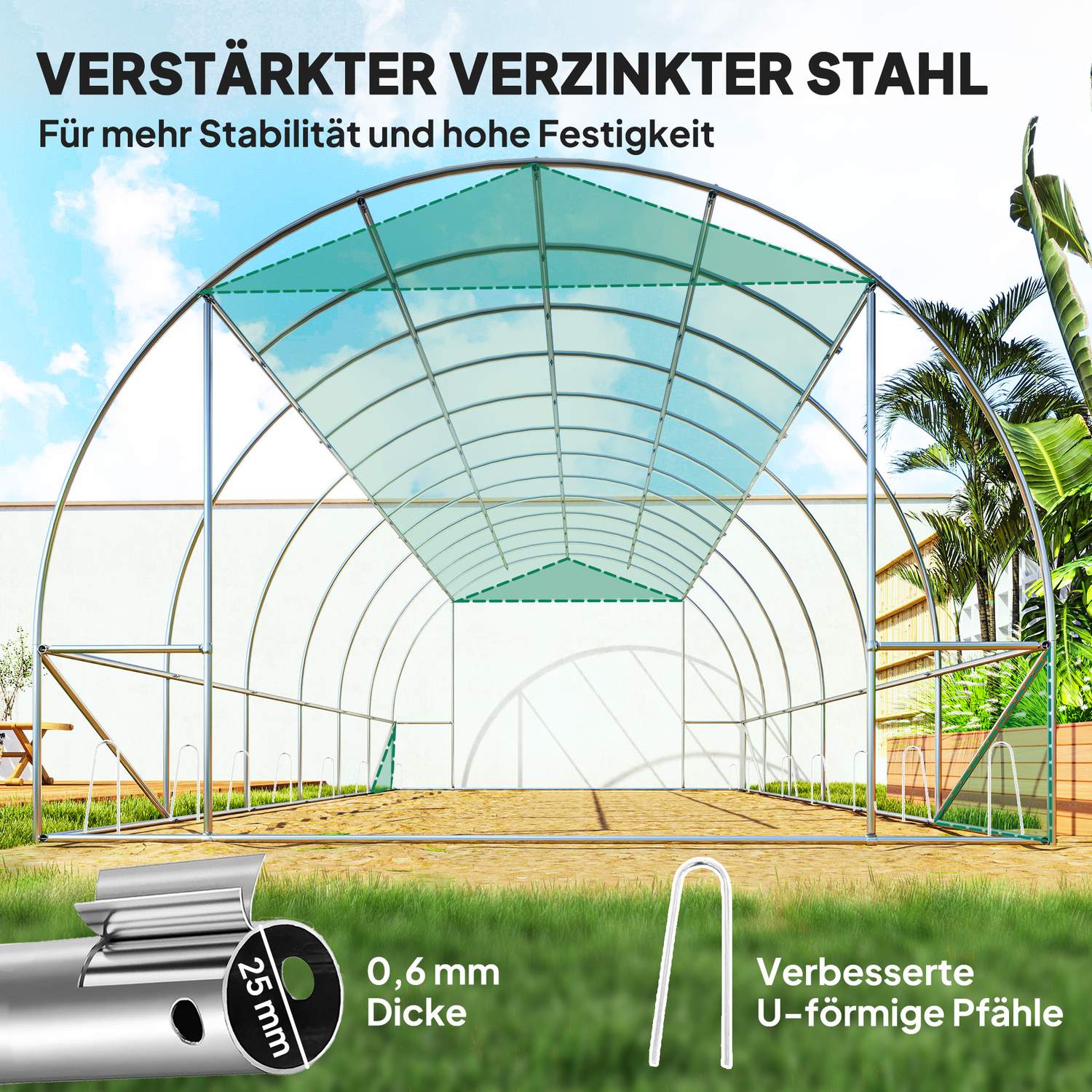 UV-resistent filmväxthus, 6x3x2m, Roll-Up Sidor