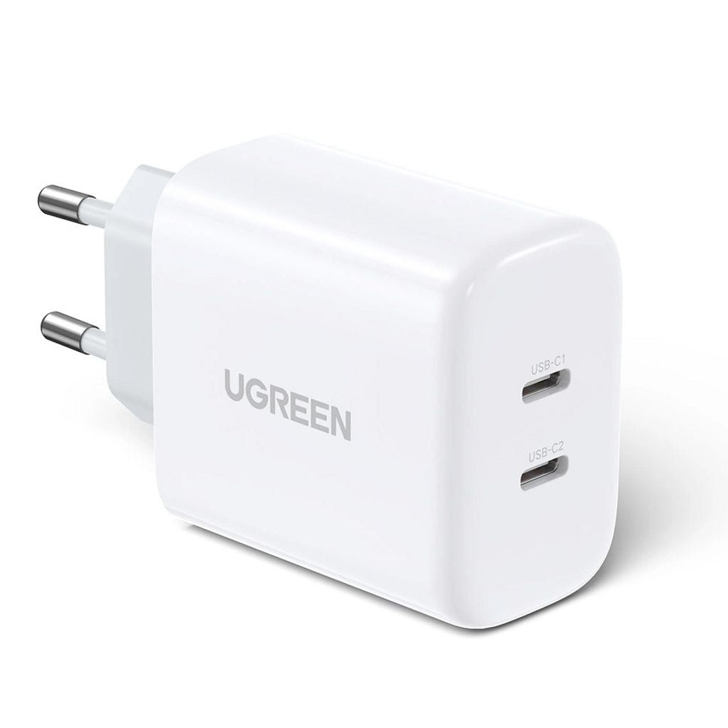 Ugreen Snabbladdare 2x USB-C 40W, PD - Vit
