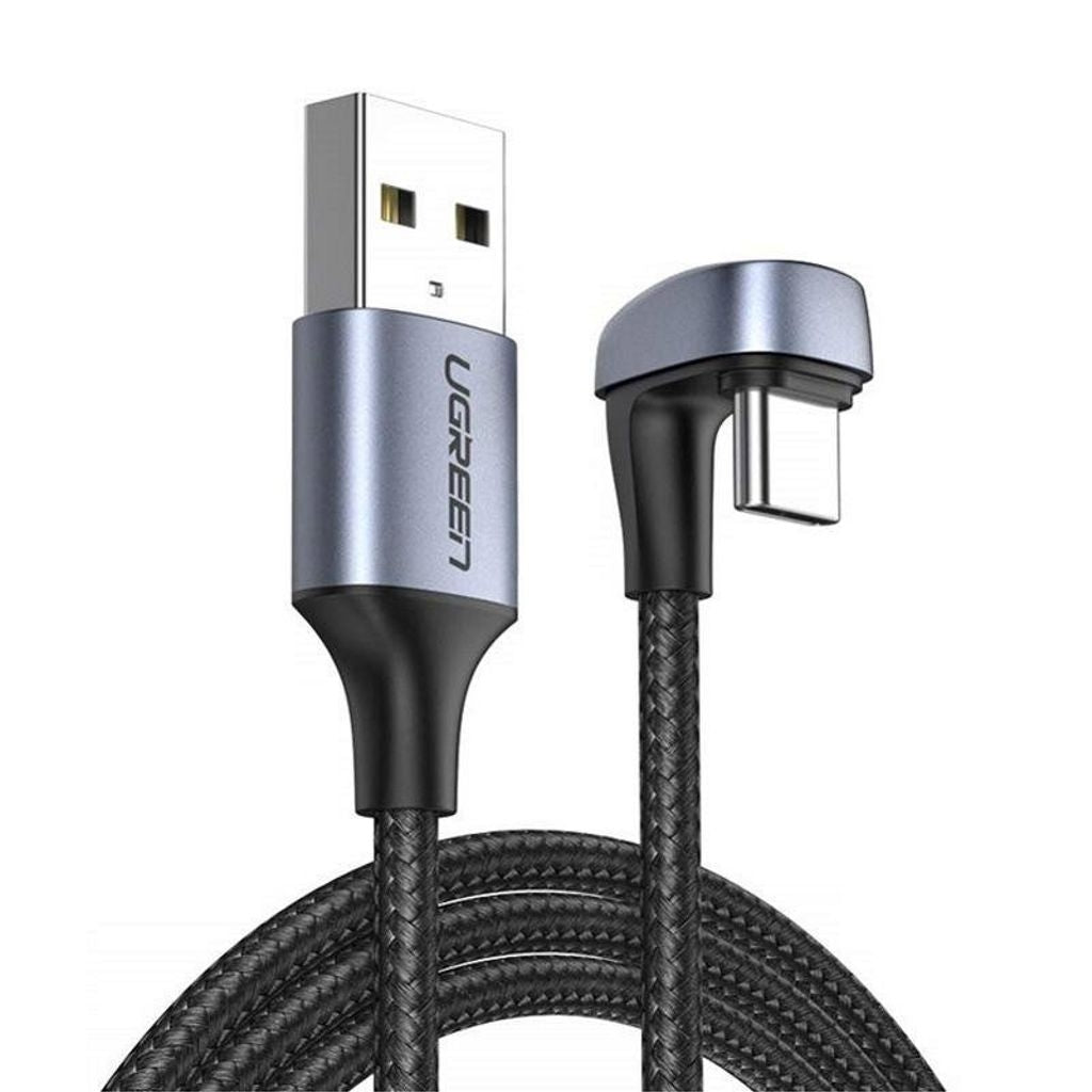 Ugrön vinklad USB-A till USB-C-kabel 18W, 1m - Grå