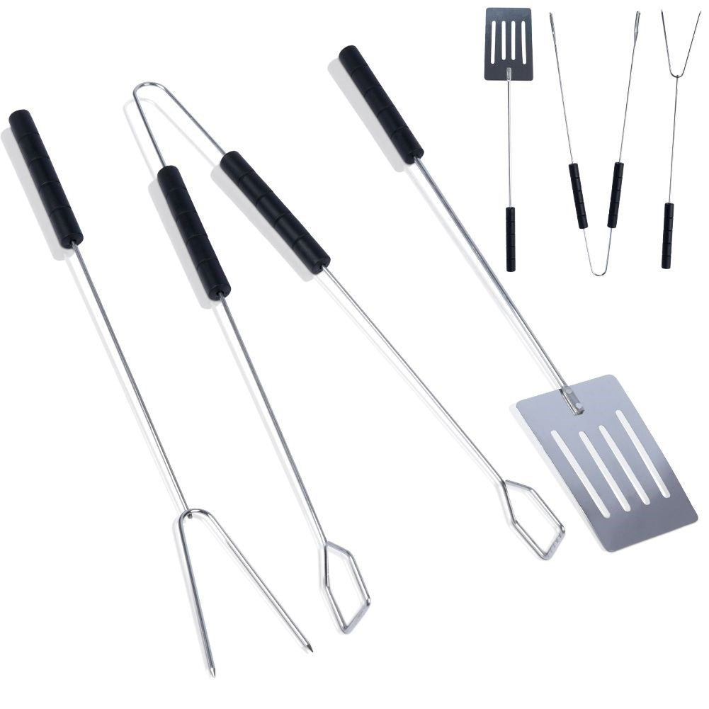 Ultimata grillsetet: 3 redskap i kromstål med plastgrepp