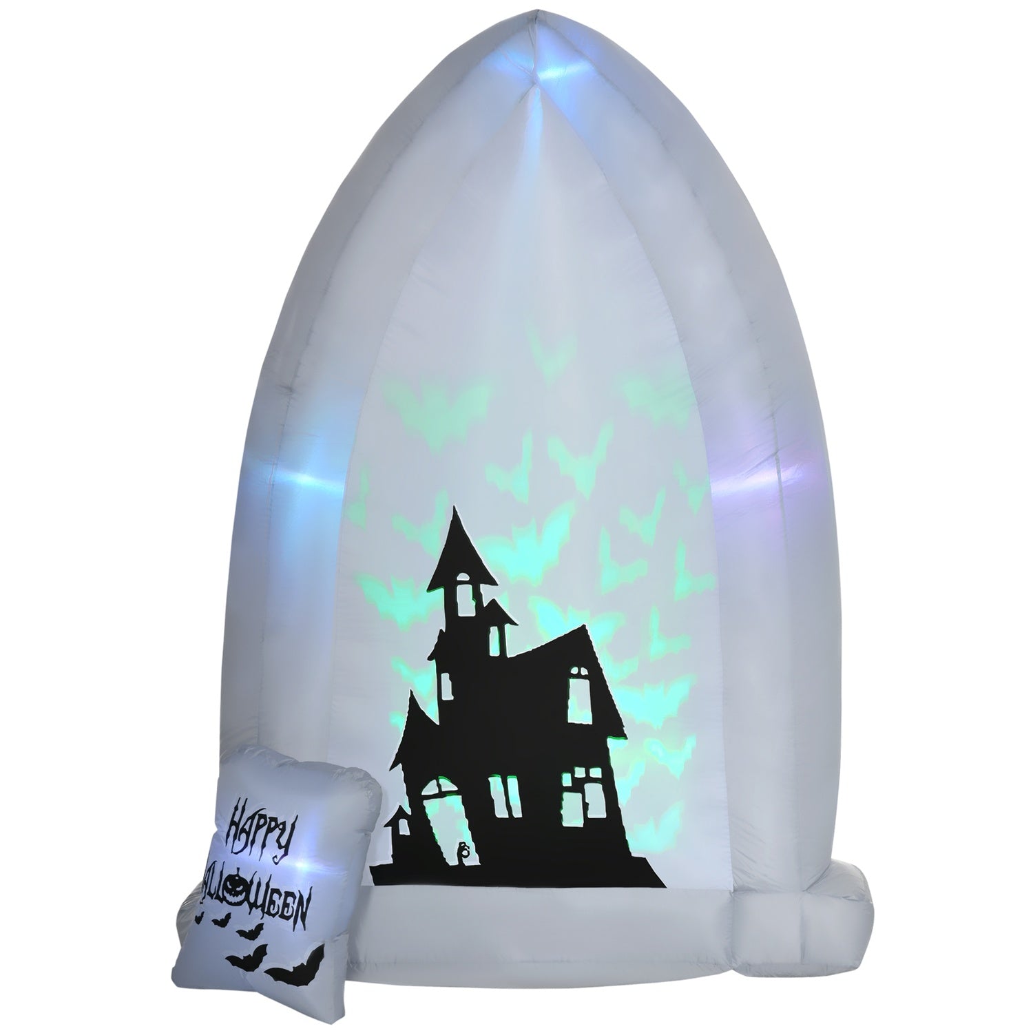 Uppblåsbar 210 cm Halloween gravsten med LED-ljus