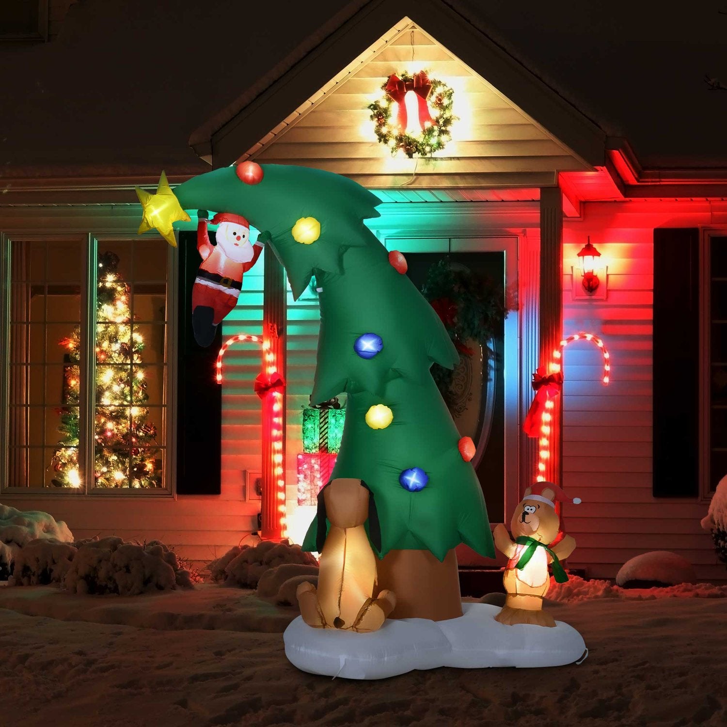 Uppblåsbar 223 Cm Jultomte med LED-ljus – Juldekor