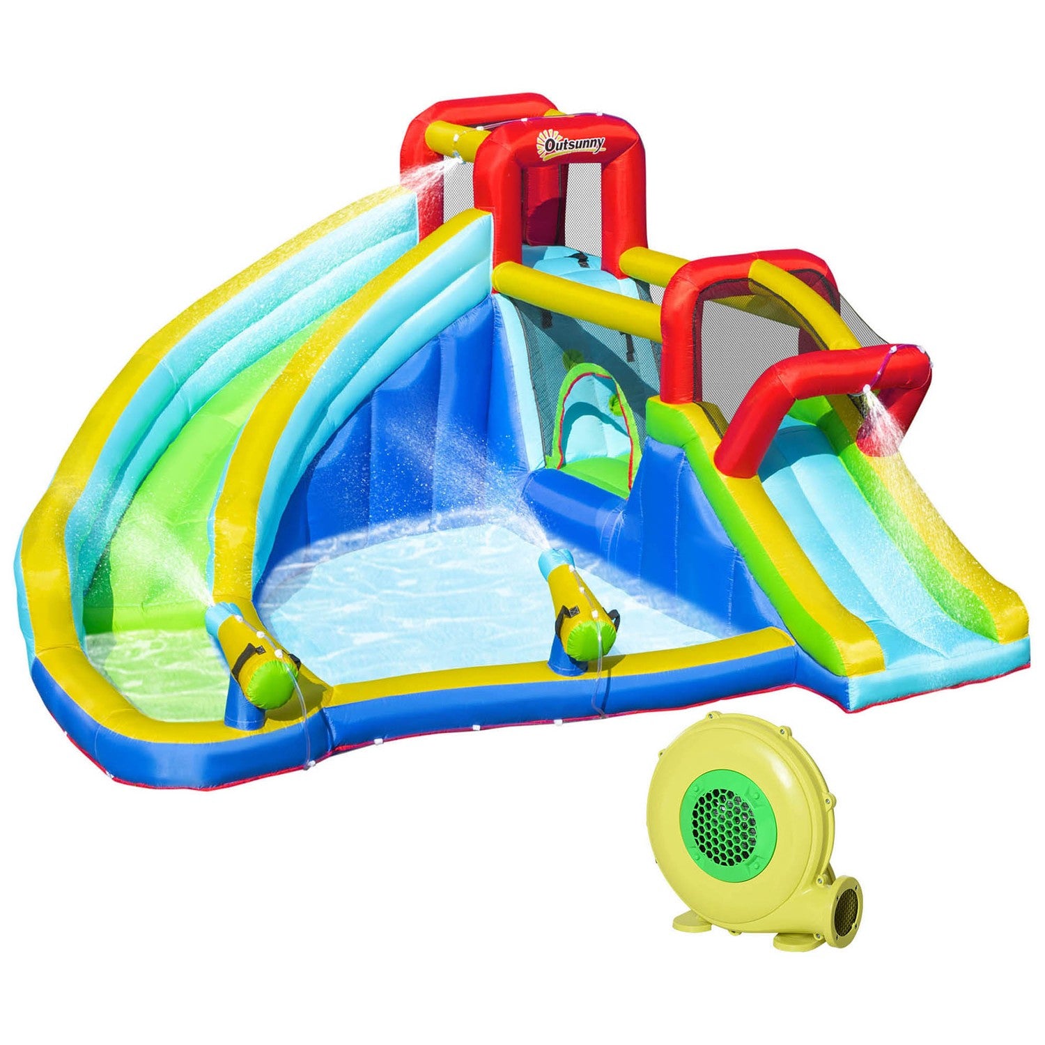 Uppblåsbar Bouncy Castle Water Park med rutschkana för barn 3-8