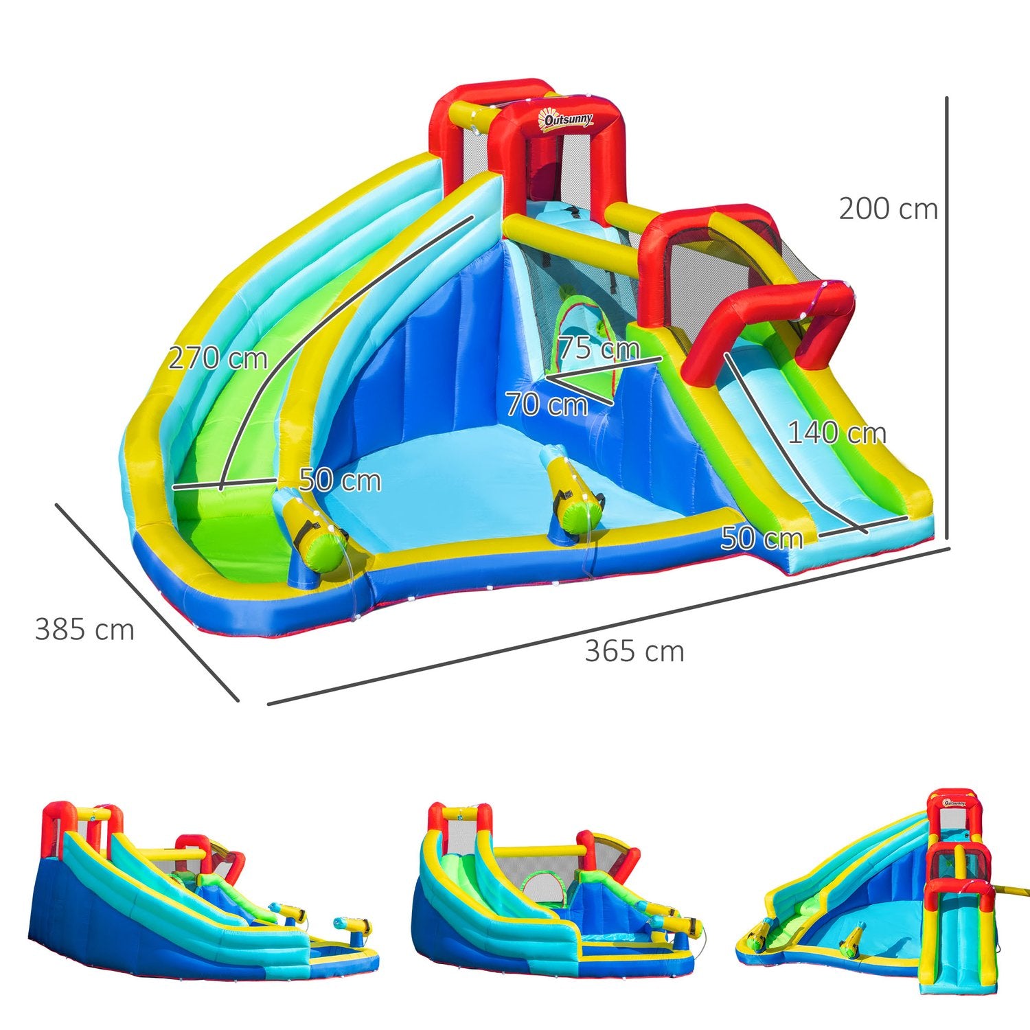 Uppblåsbar Bouncy Castle Water Park med rutschkana för barn 3-8