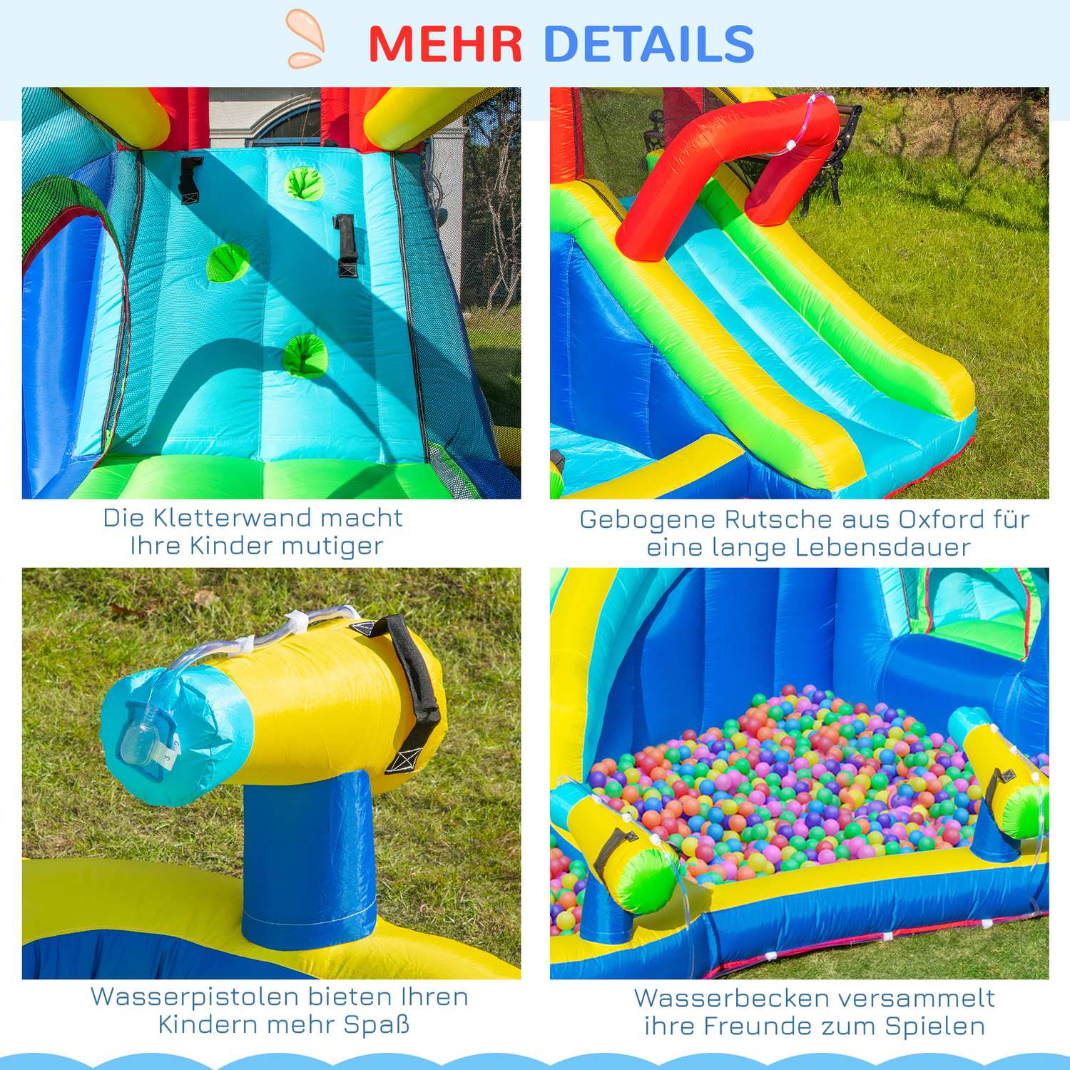Uppblåsbar Bouncy Castle Water Park med rutschkana för barn 3-8