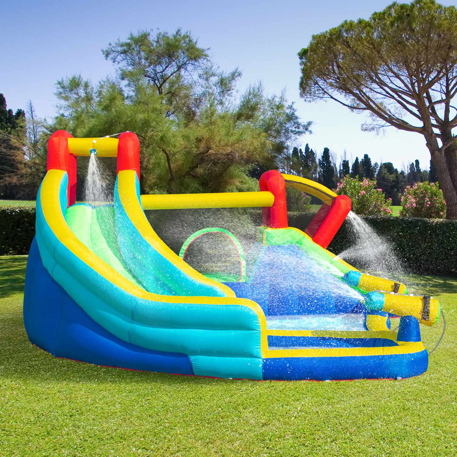 Uppblåsbar Bouncy Castle Water Park med rutschkana för barn 3-8
