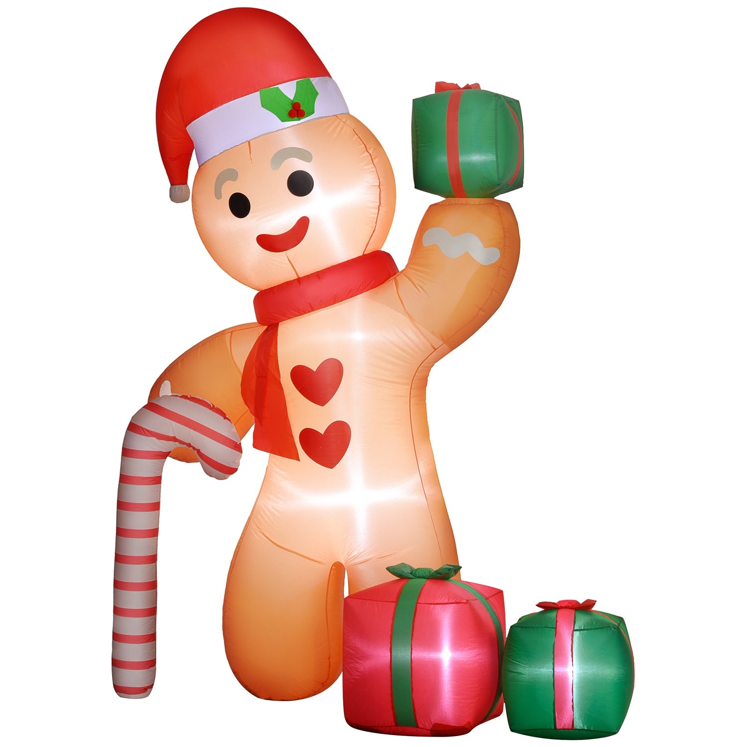 Uppblåsbar Gingerbread Man-dekoration med LED-lampor, 2,45m