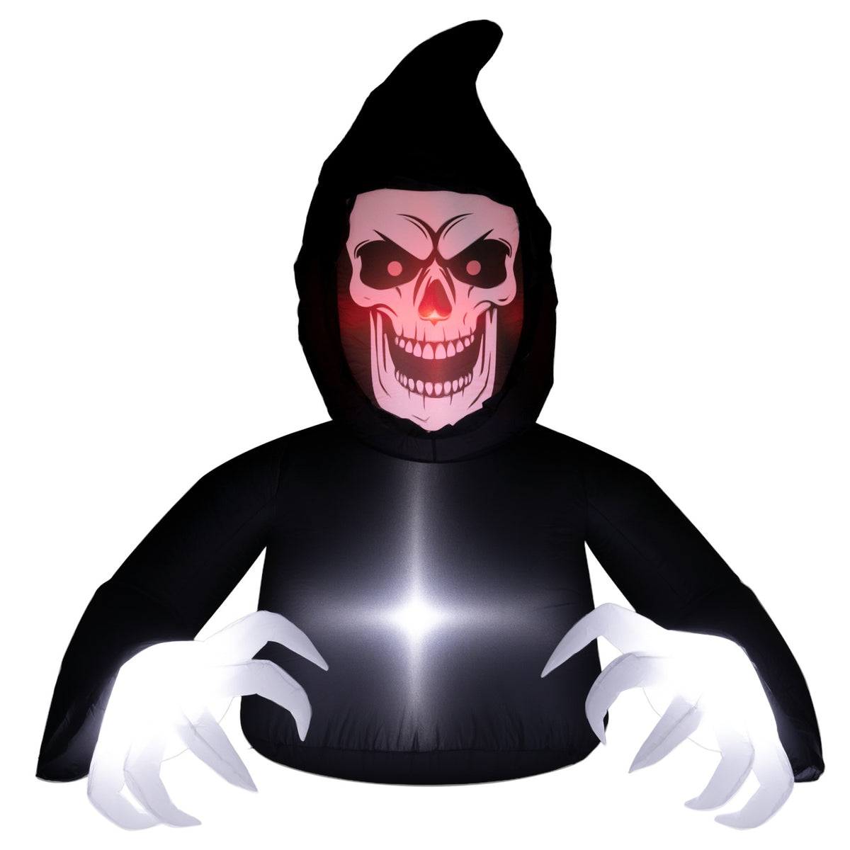 Oppblåsbar Halloween-skremmeskikkelse med LED-lys og vifte