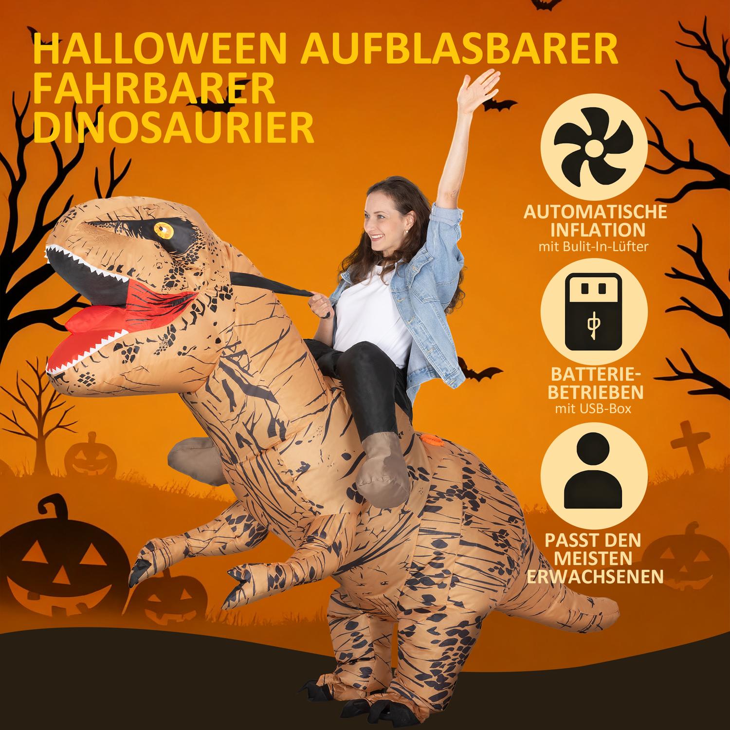 Uppblåsbar dinosauriekostym för vuxna, T-Rex Halloween